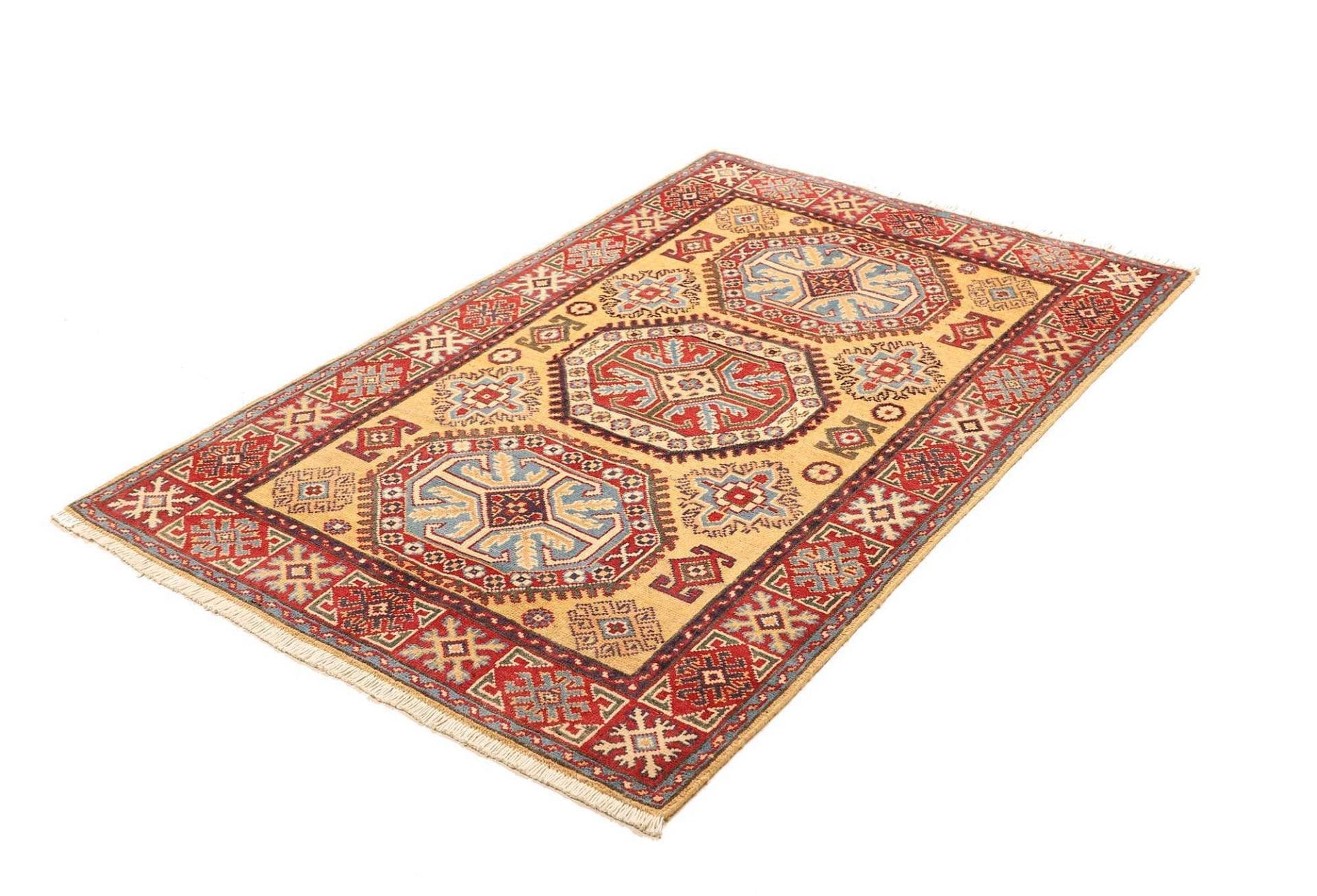 Kazak Teppich 103 x 153cm, geometrische Muster, handgeknüpft