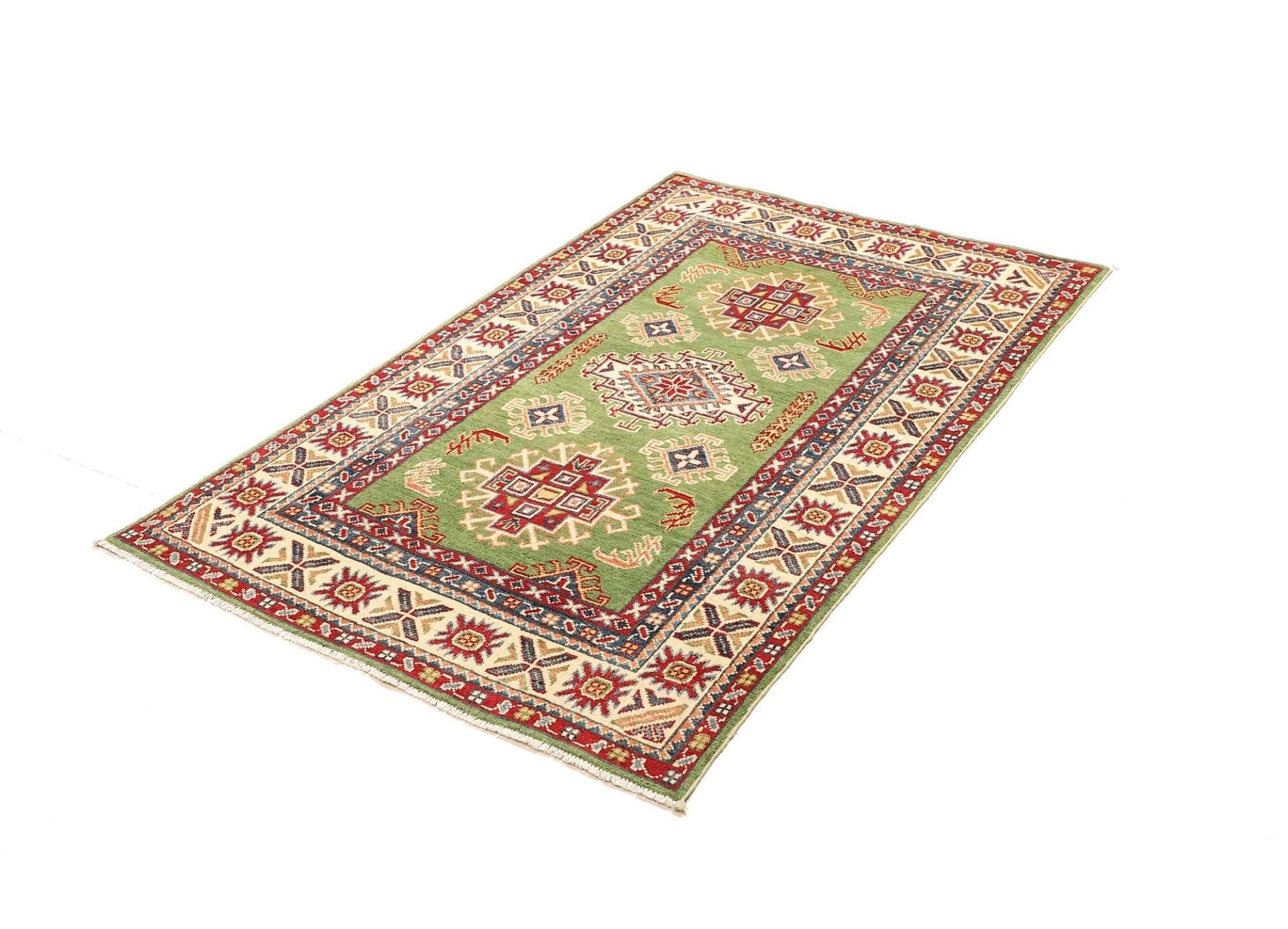 Kazak Teppich 100 x 153 cm, geometrische Muster, handgeknüpft