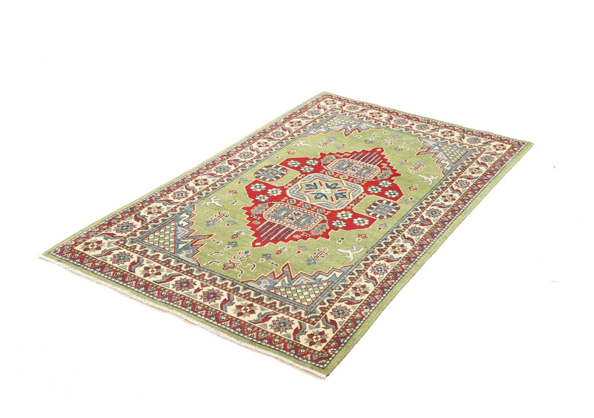 Kazak Teppich 99 x 147cm, geometrisches Muster, handgeknüpft