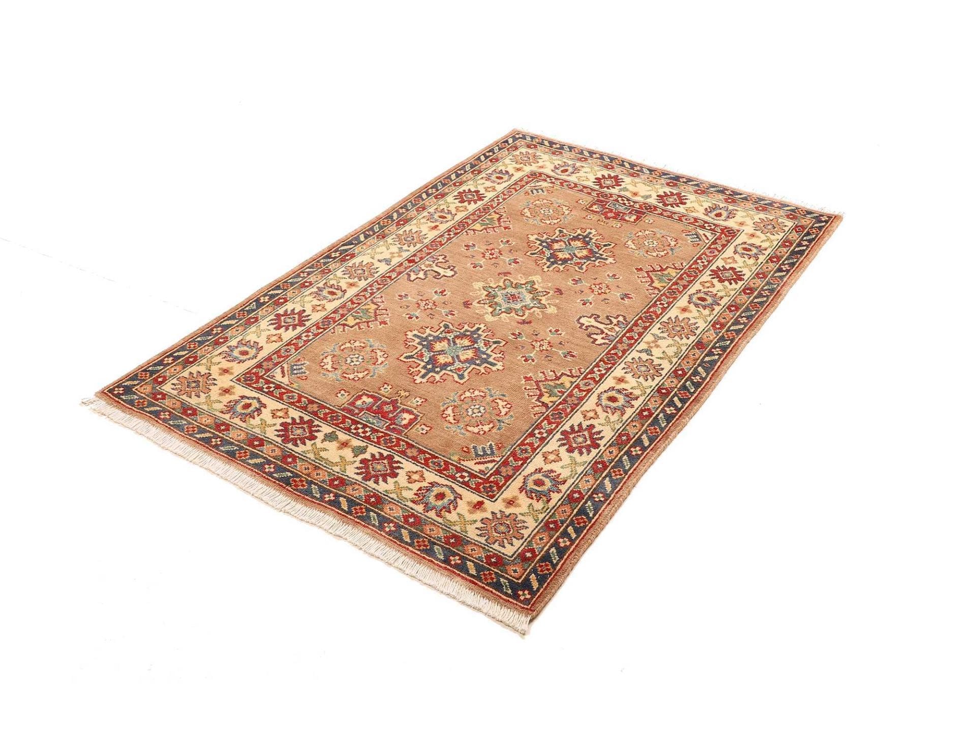 Kazak Teppich 104 x 150 cm, geometrische Muster, handgeknüpft