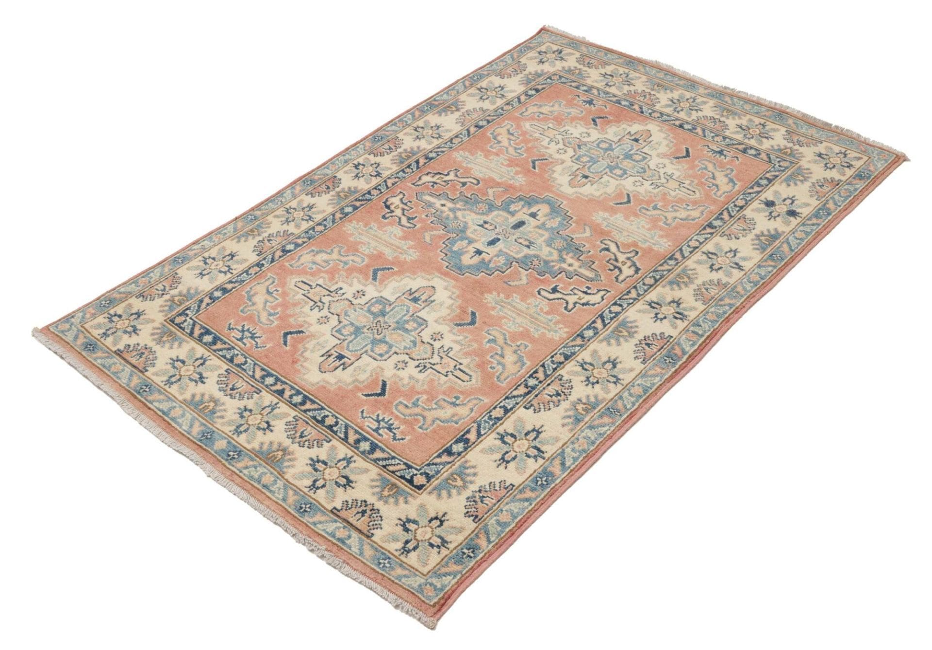 Kazak Teppich 104 x 155cm, geometrisches Muster, handgeknüpft