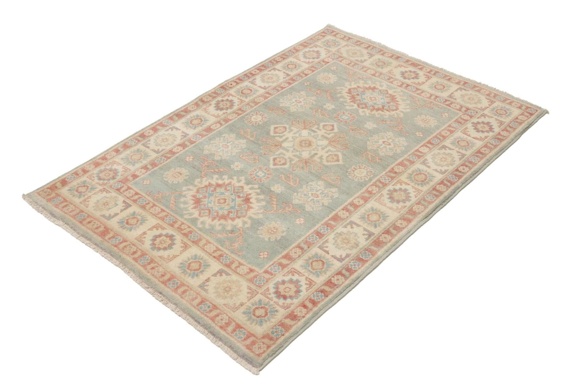 Kazak Teppich 105 x 145 cm, geometrisches Muster, handgeknüpft