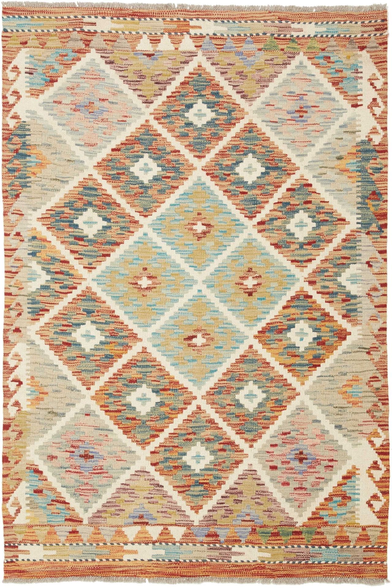 Kelim Teppich 103 x 146cm aus Schurwolle, handgewebt Orientteppich
