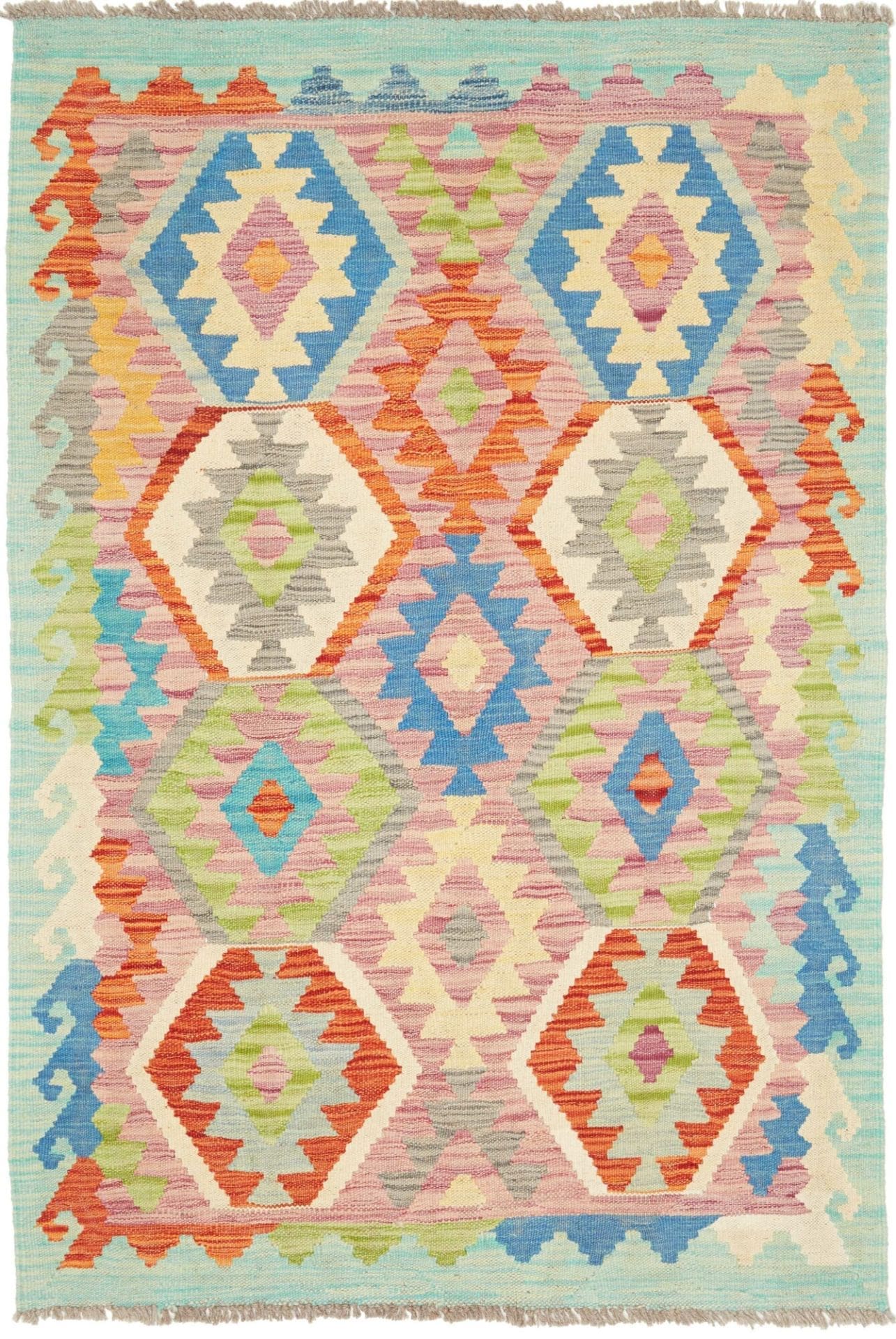Orientteppich Kelim 104 x 150 cm, handgewebt, rustikales Flair