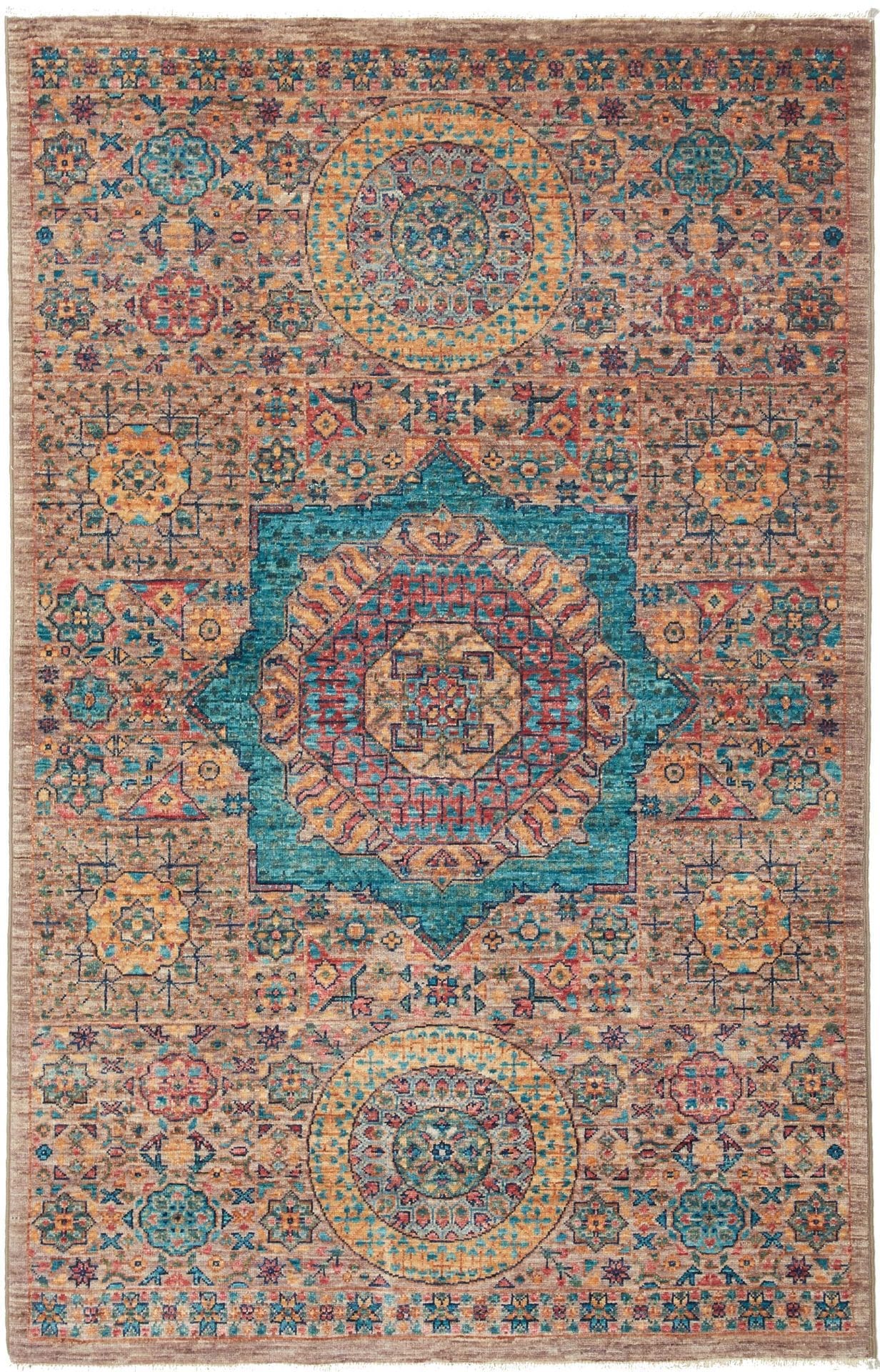 Mamluk Orientteppich 102 x 155cm, handgeknüpft aus Schurwolle