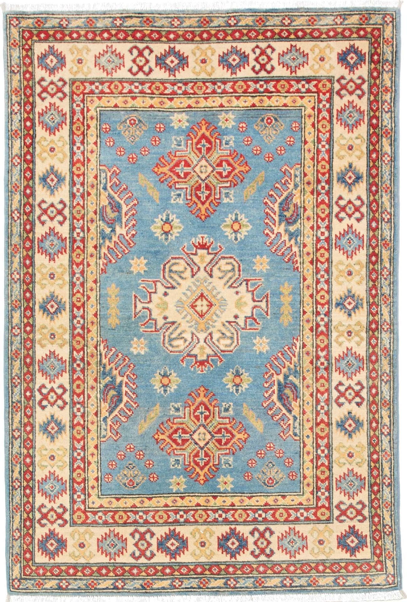 Kazak Teppich 102 x 148 cm - geometrisches Muster, handgeknüpft
