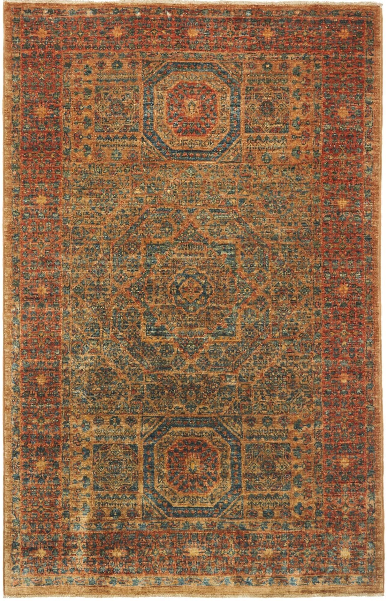 Mamluk Orientteppich 103 x 158 cm, Schurwolle, handgeknüpft