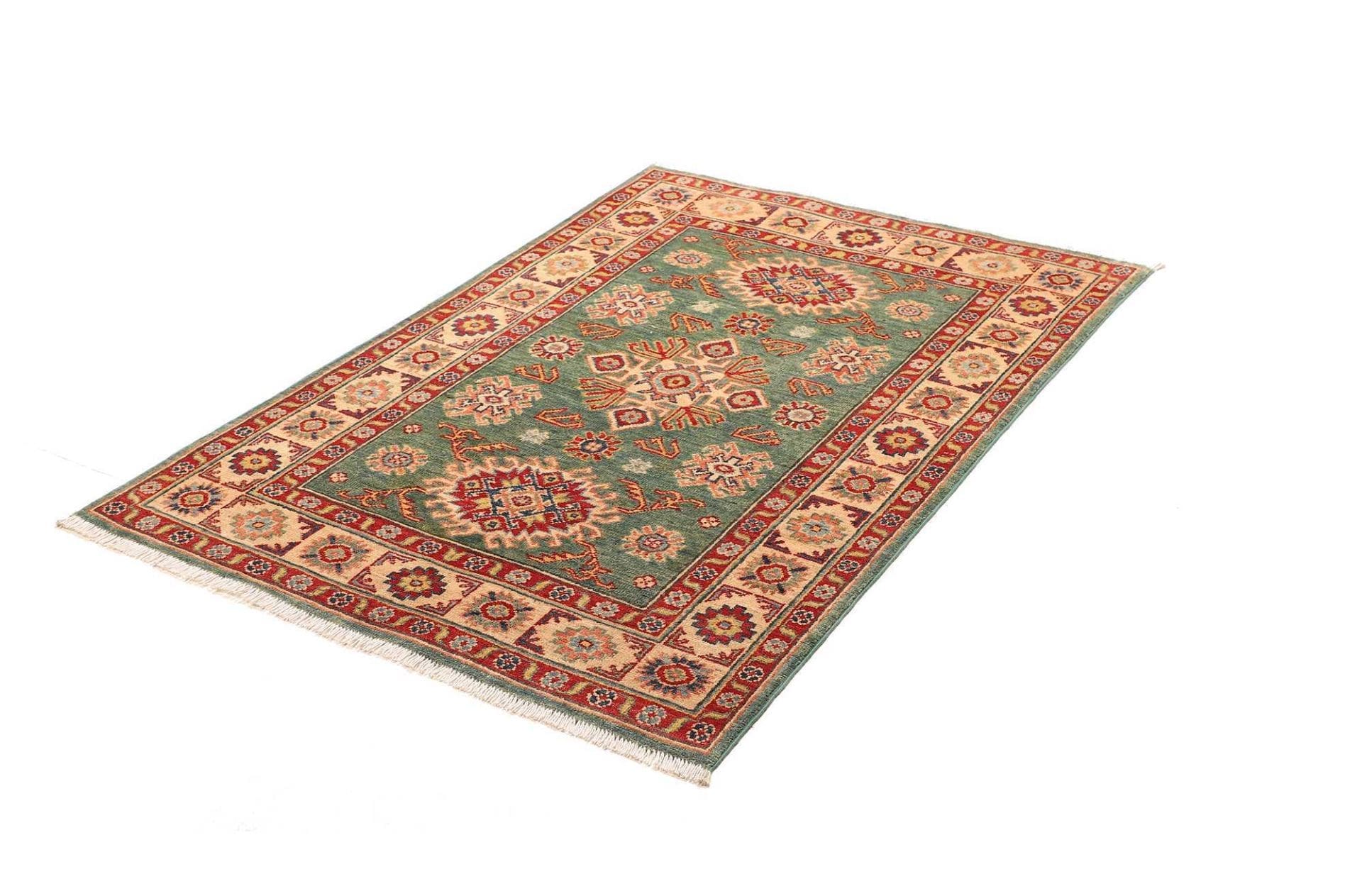 Kazak Teppich 108 x 150 cm, geometrisches Muster, handgeknüpft