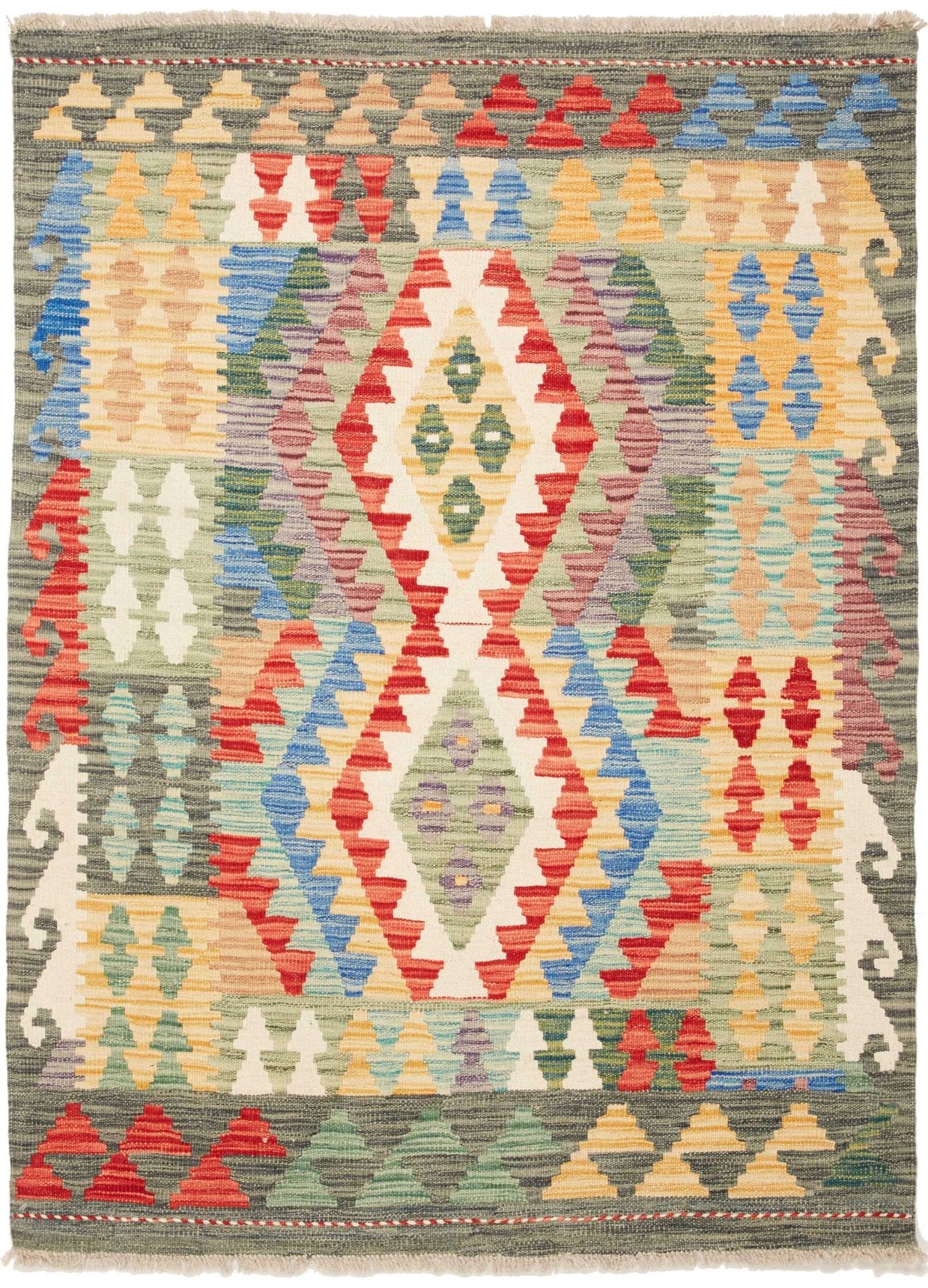 Kelim Teppich 114 x 148 cm aus Schurwolle, handgewebt