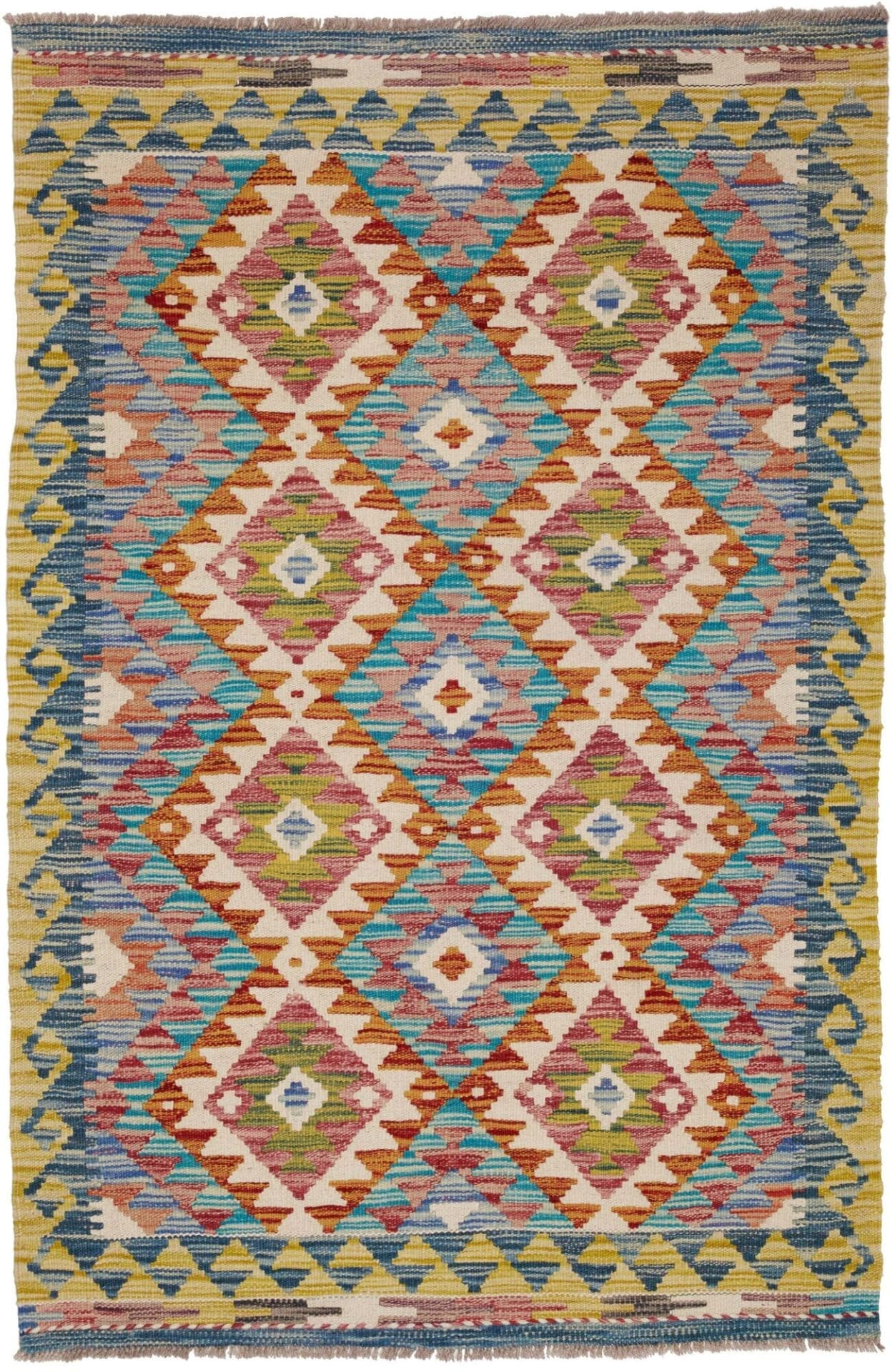 Kelim Teppich 103 x 152 cm, handgewebt, rustikales Flair