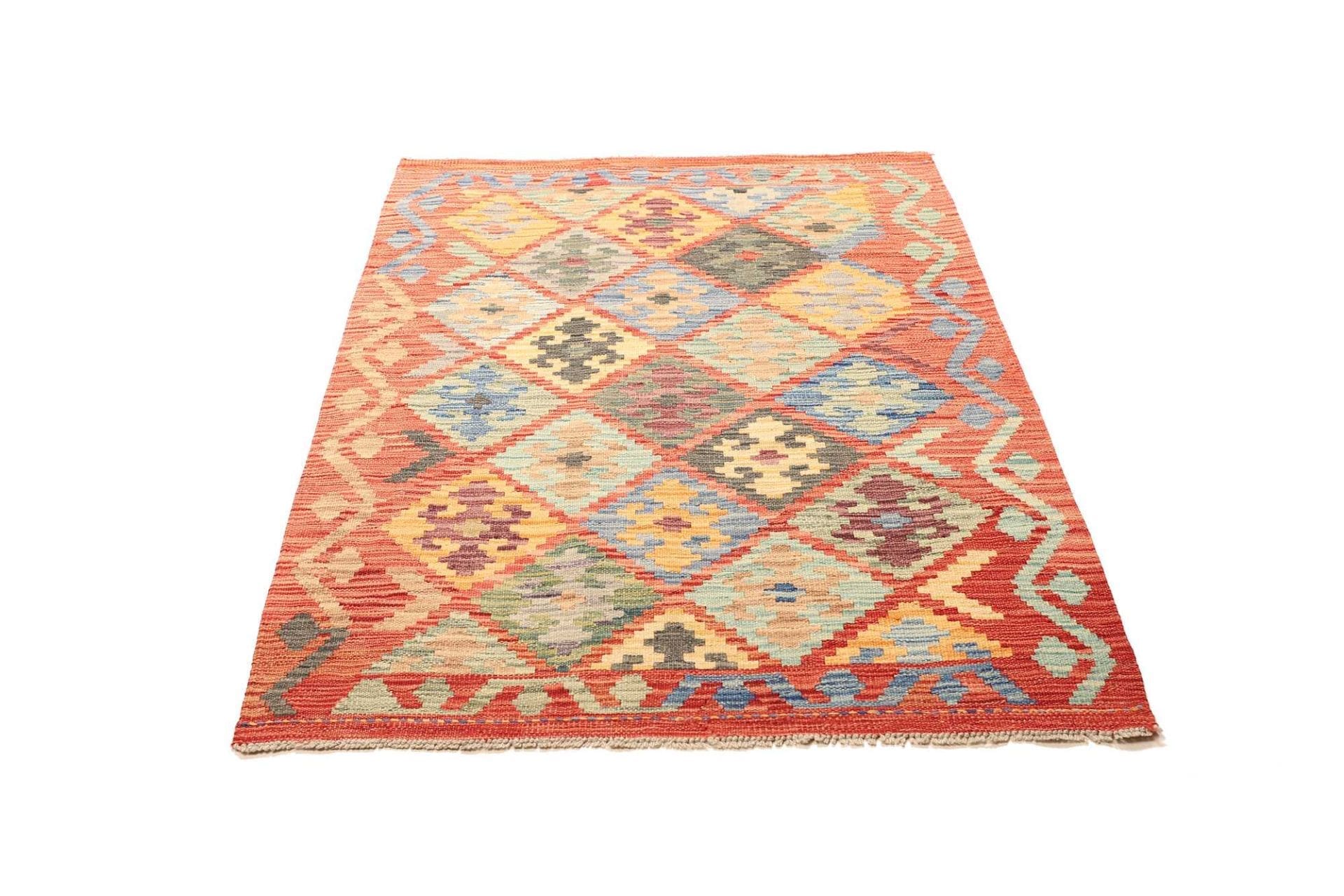 Kelim Teppich 105 x 150cm, handgewebt, rustikales Flair, Wolle