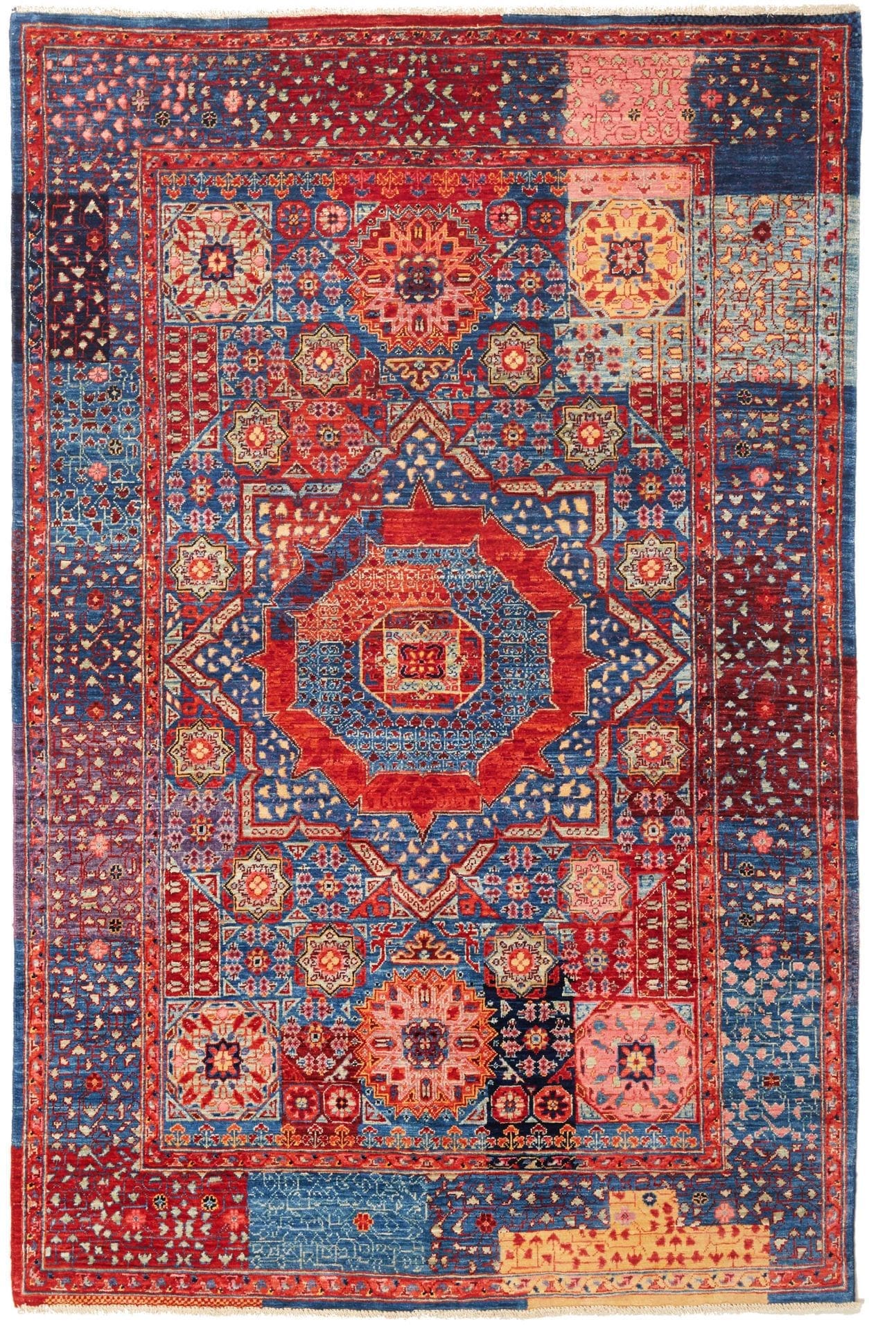Mamluk Orientteppich 120 x 179 cm aus Schurwolle, handgeknüpft