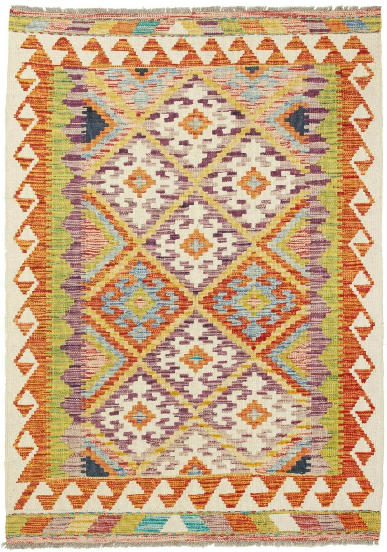 Kelim Teppich 105 x 142 cm aus Schurwolle, handgewebt