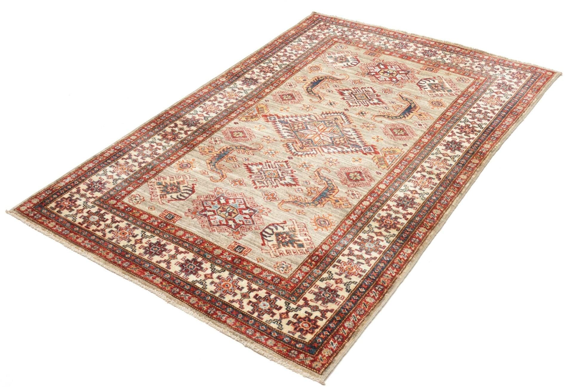 Handgeknüpfter Kazak Orientteppich 121 x 178cm, geometrisch, Wolle
