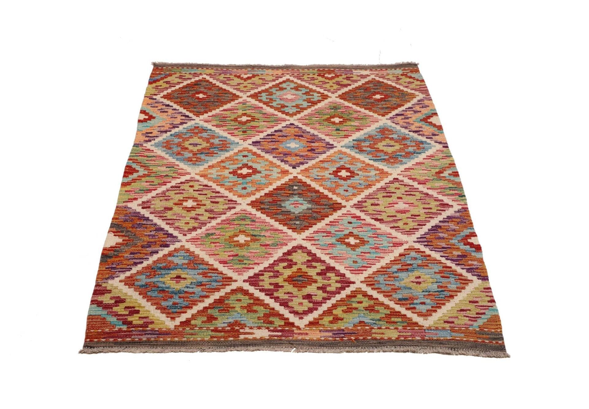 Kelim Teppich 105 x 152 cm, handgewebt, rustikales Flair, Wolle