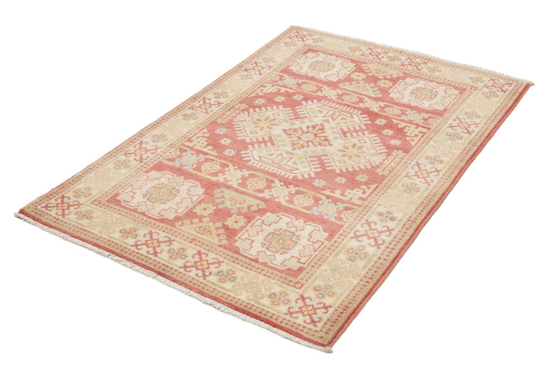 Kazak Teppich 103 x 145 cm, geometrisches Muster, handgeknüpft