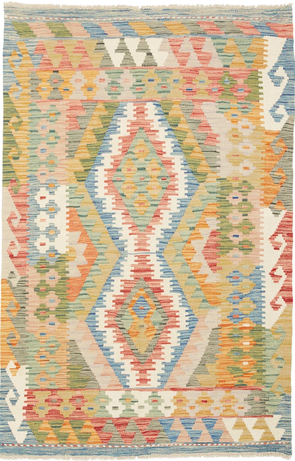 Kelim Teppich 100 x 150 cm, handgewebt, rustikal, aus Wolle