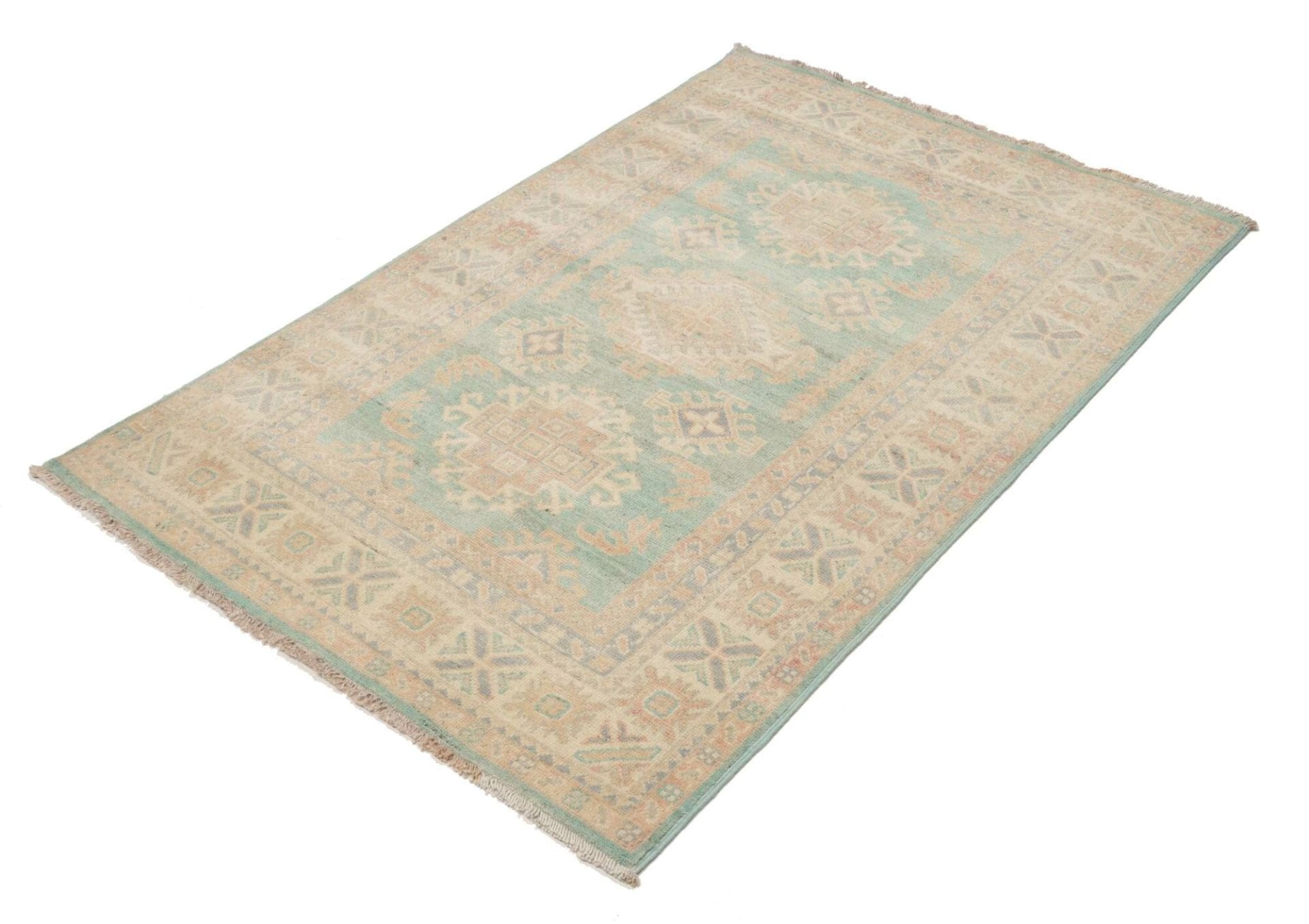 Kazak Orientteppich 106 x 151cm, geometrisches Muster, handgeknüpft