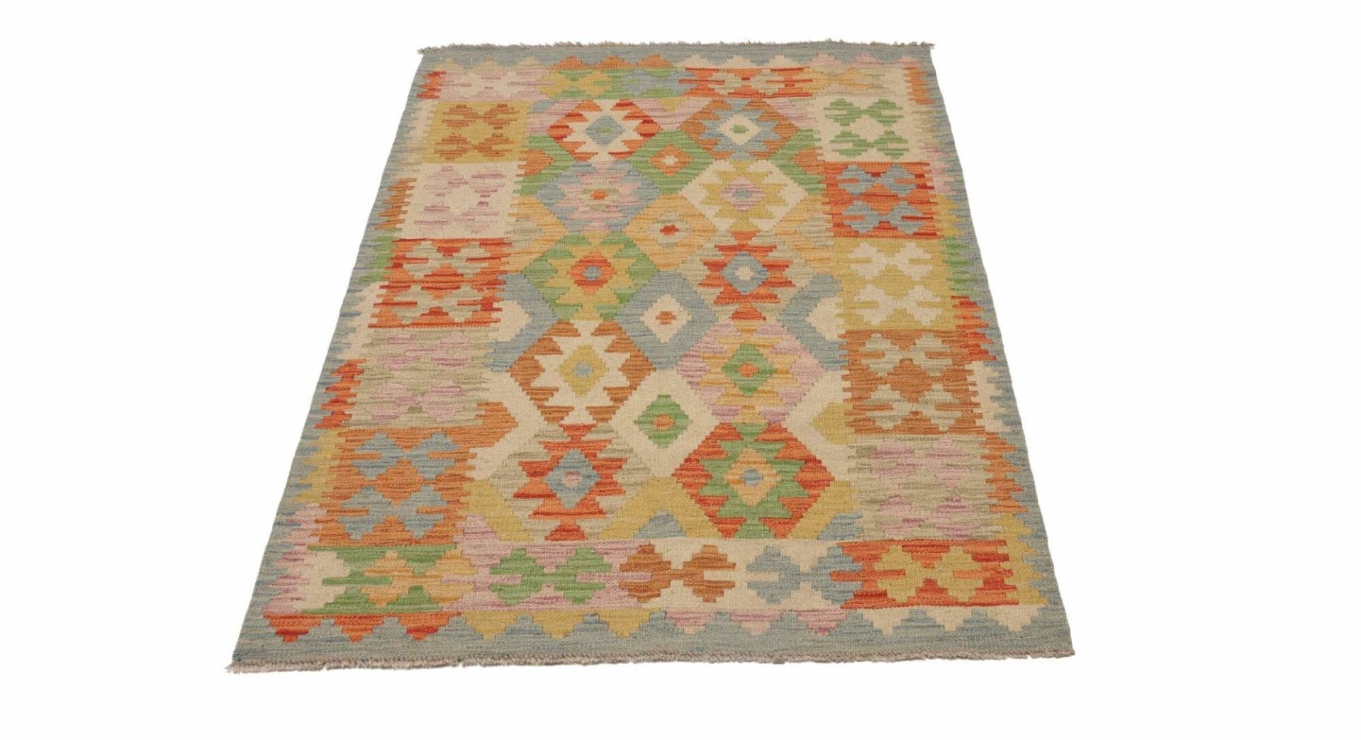 Kelim Teppich 100 x 153 cm, handgewebt, rustikaler Stil, Wolle