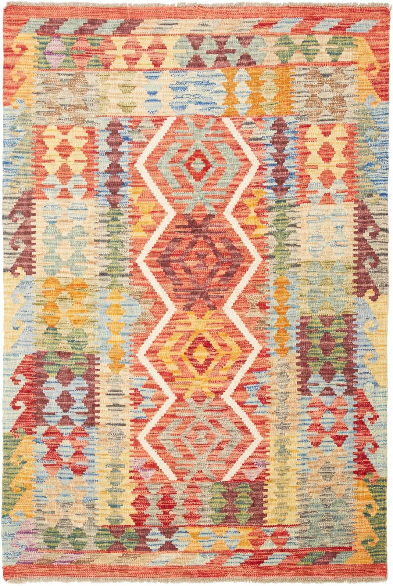 Orient-Kelim 107 x 153 cm, Schurwolle, handgewebt, rustikales Flair