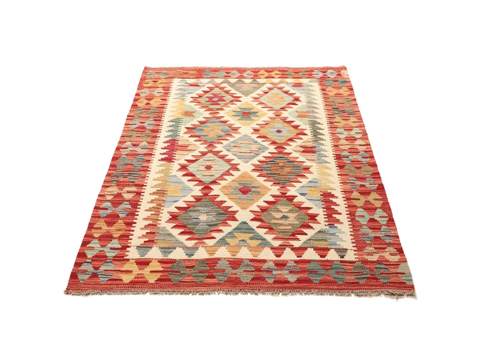 Handgewebter Kelim 107 x 147cm aus Schurwolle, marokkanisches Design