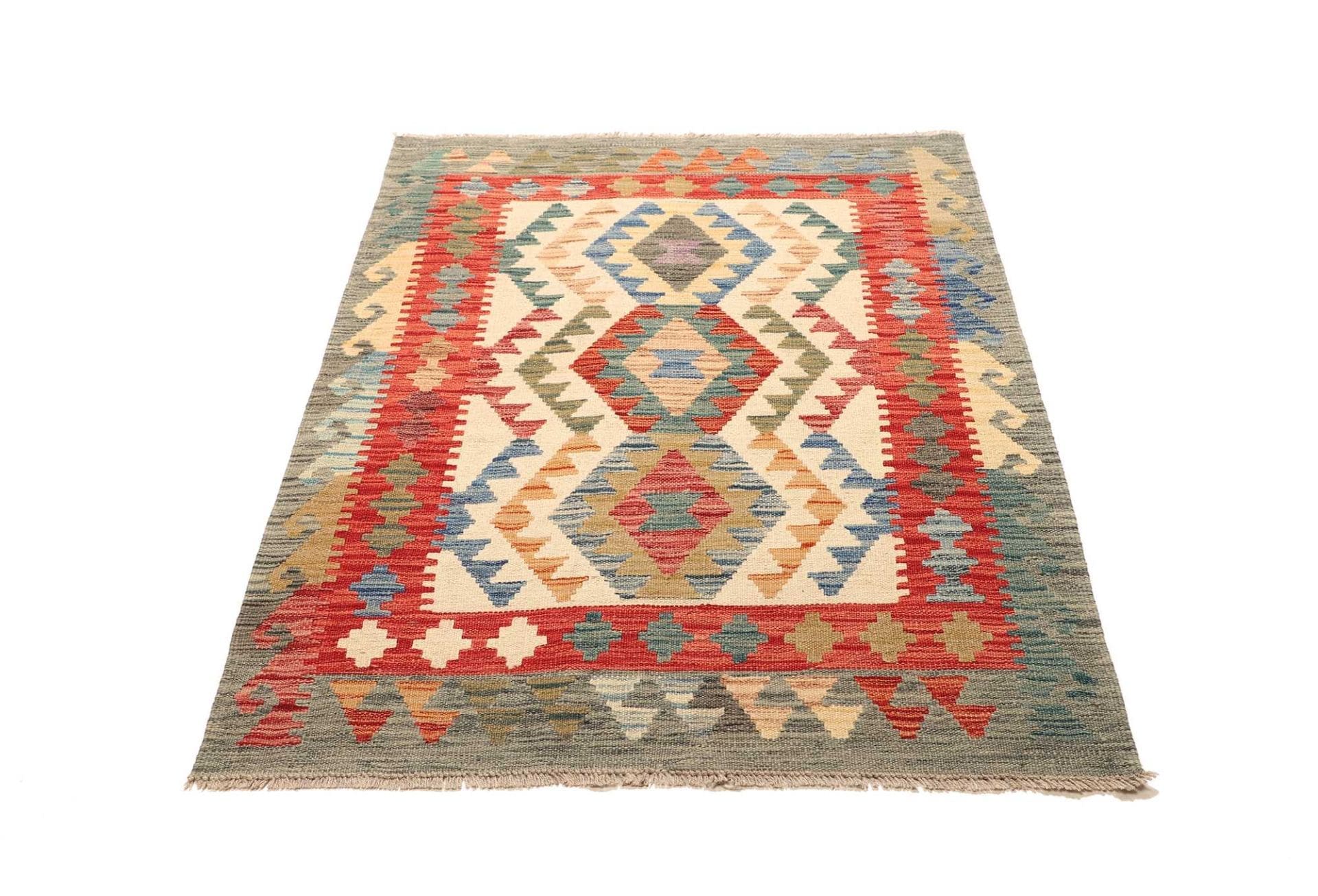 Handgewebter Kelim 104 x 143 cm aus Schurwolle, rustikales Flair