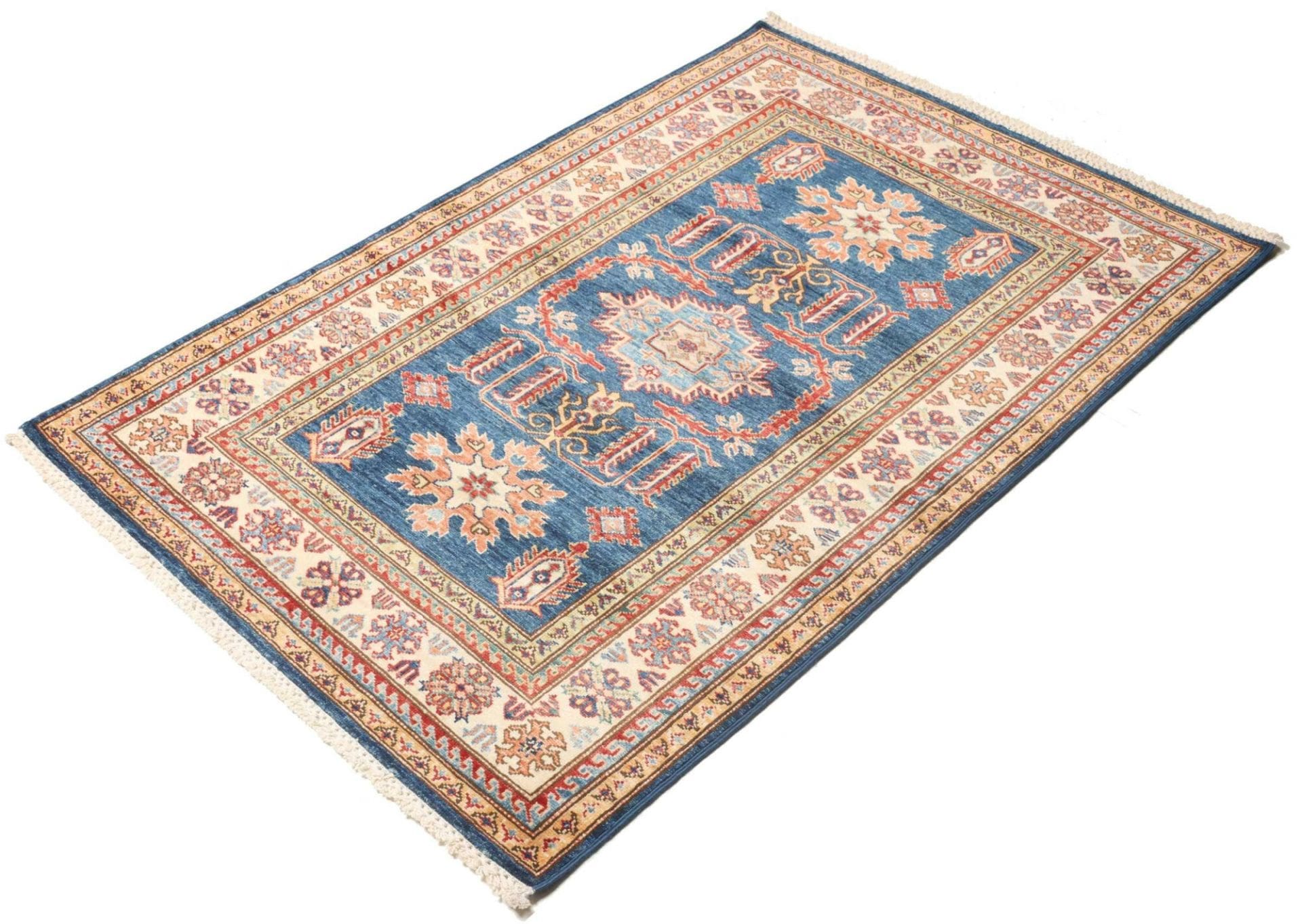 Kazak Teppich 106 x 148cm, geometrische Muster, handgeknüpft