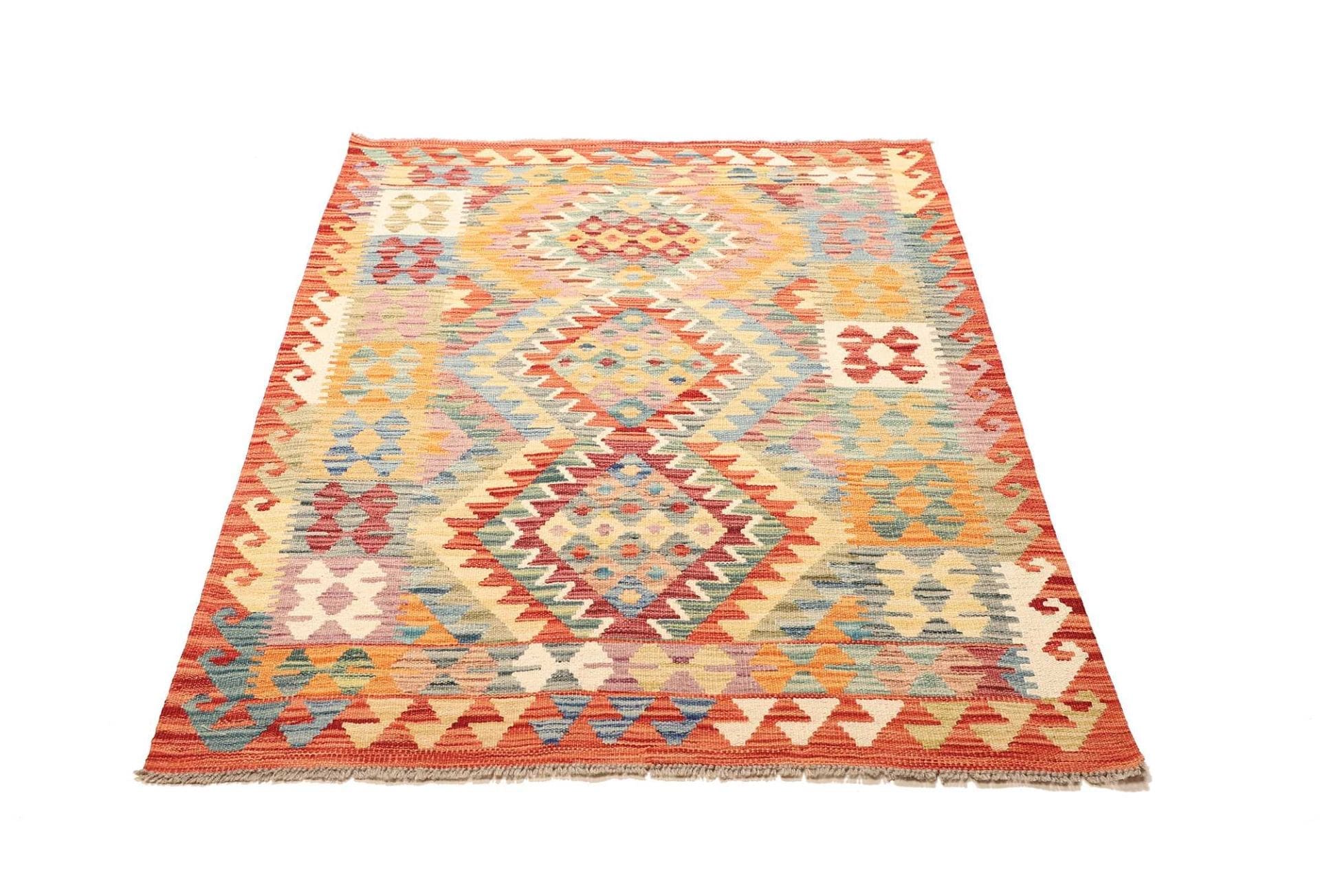 Kelim Teppich 105 x 148 cm, handgewebt, rustikales Design