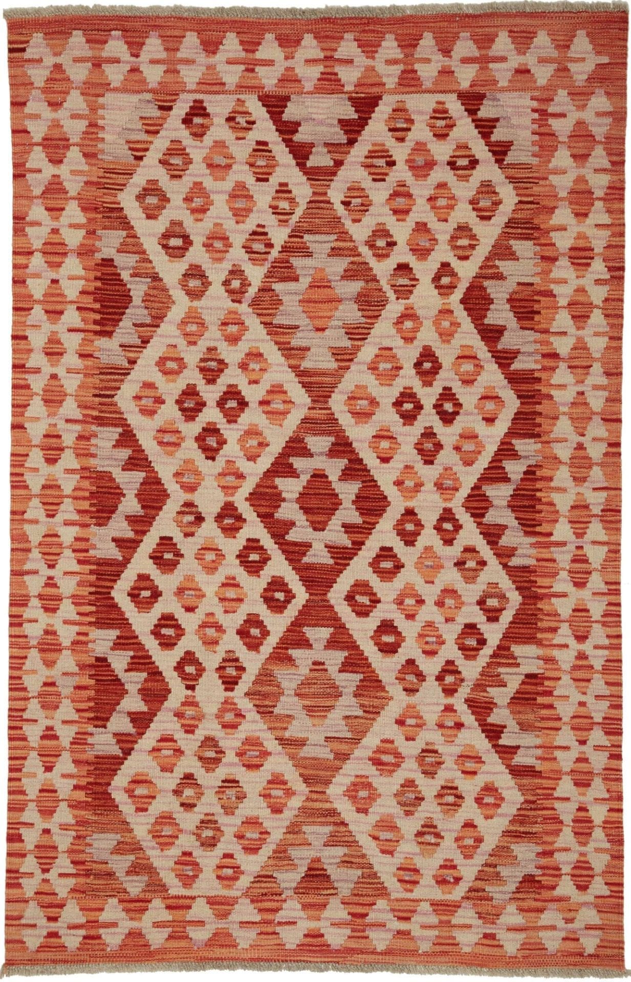 Kelim Teppich 103 x 154cm, handgewebt, aus Schurwolle, rustikal