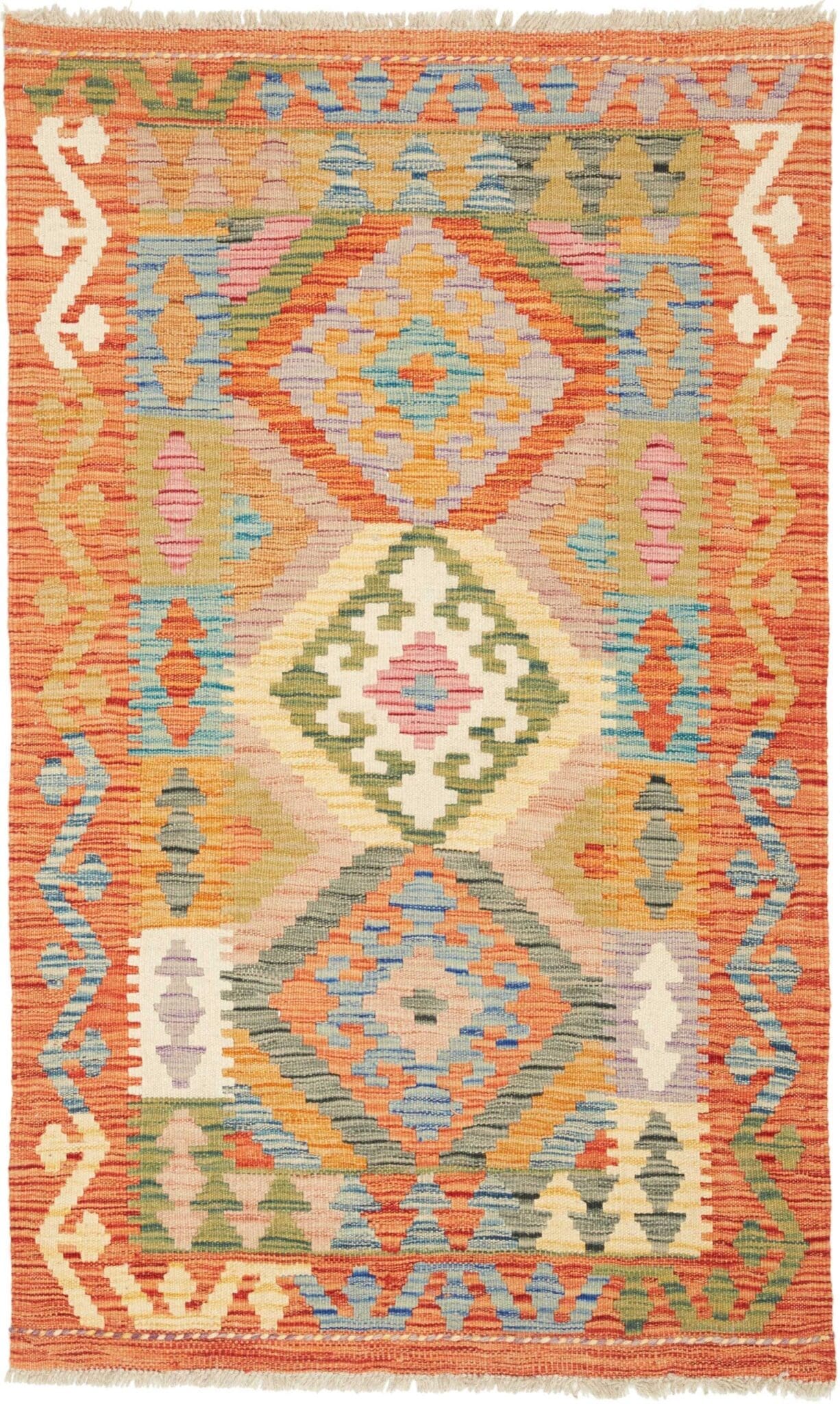 Kelim Teppich 83 x 133 cm, handgewebt, rustikales Flair, Wolle