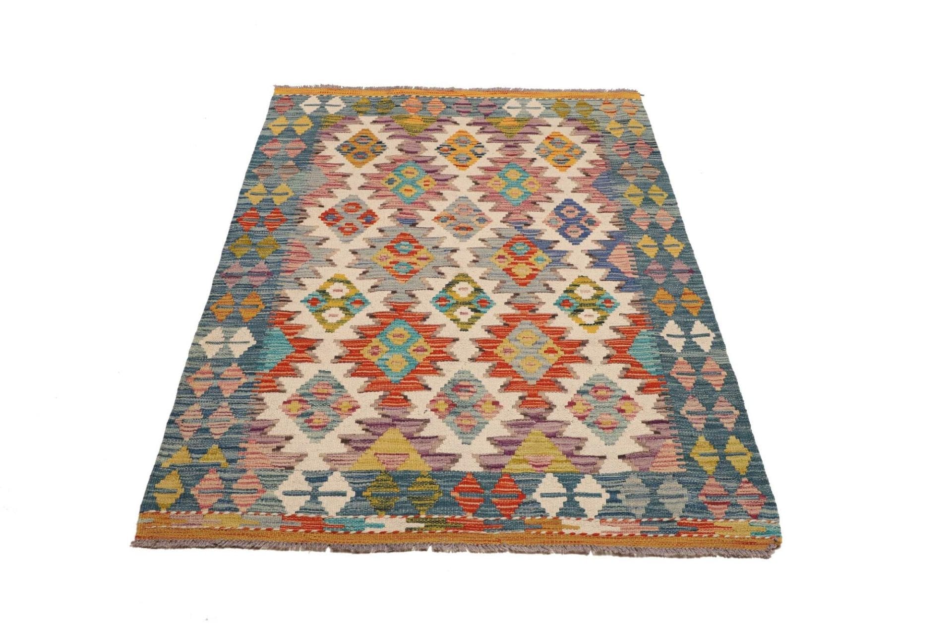 Kelim Teppich 108 x 159cm, rustikales Design, handgewebt