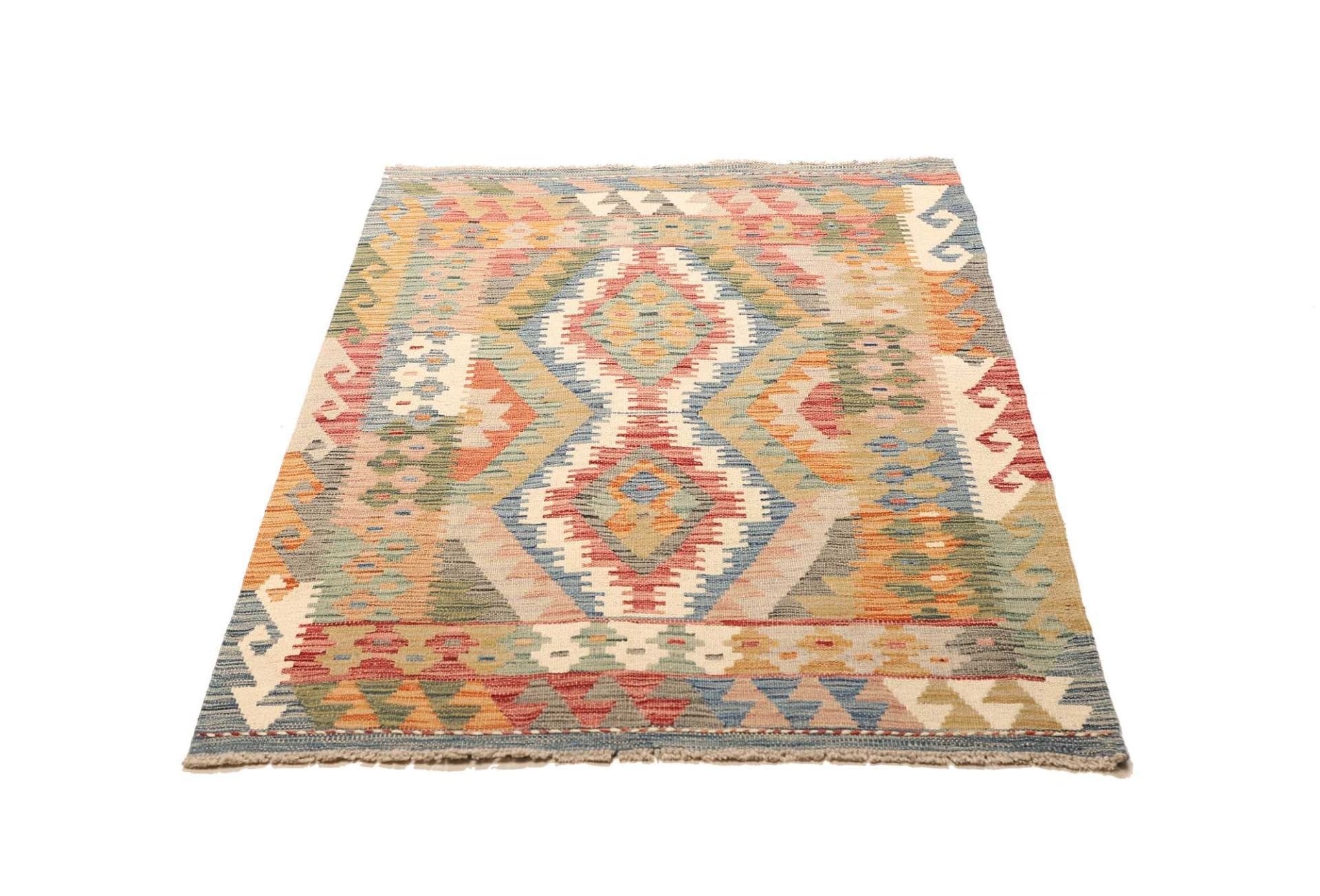 Kelim Teppich 100 x 150 cm, handgewebt, rustikal, aus Wolle