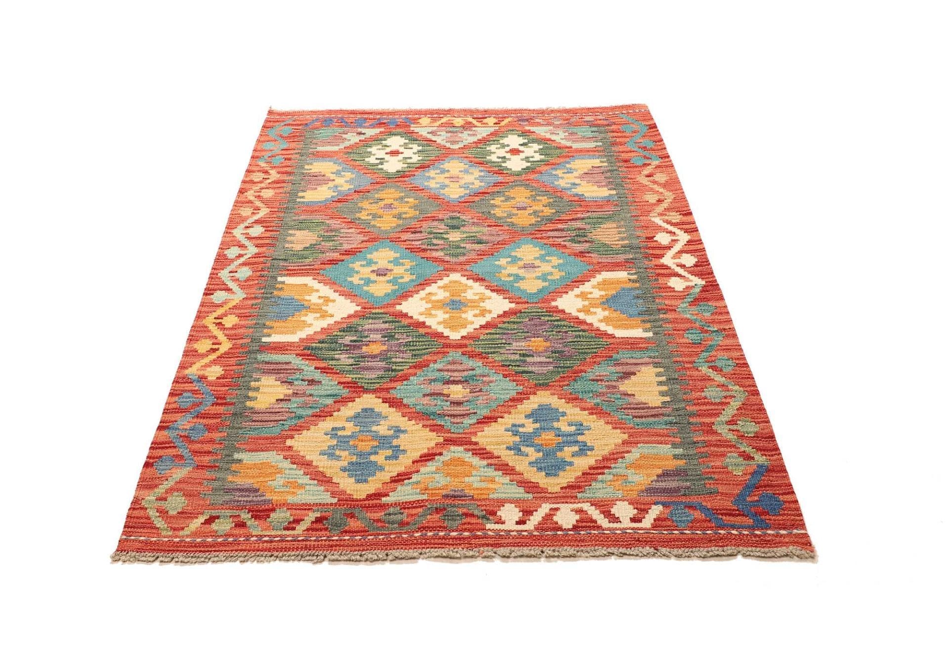 Handgewebter Kelim 109 x 150cm aus Schurwolle, rustikaler Stil