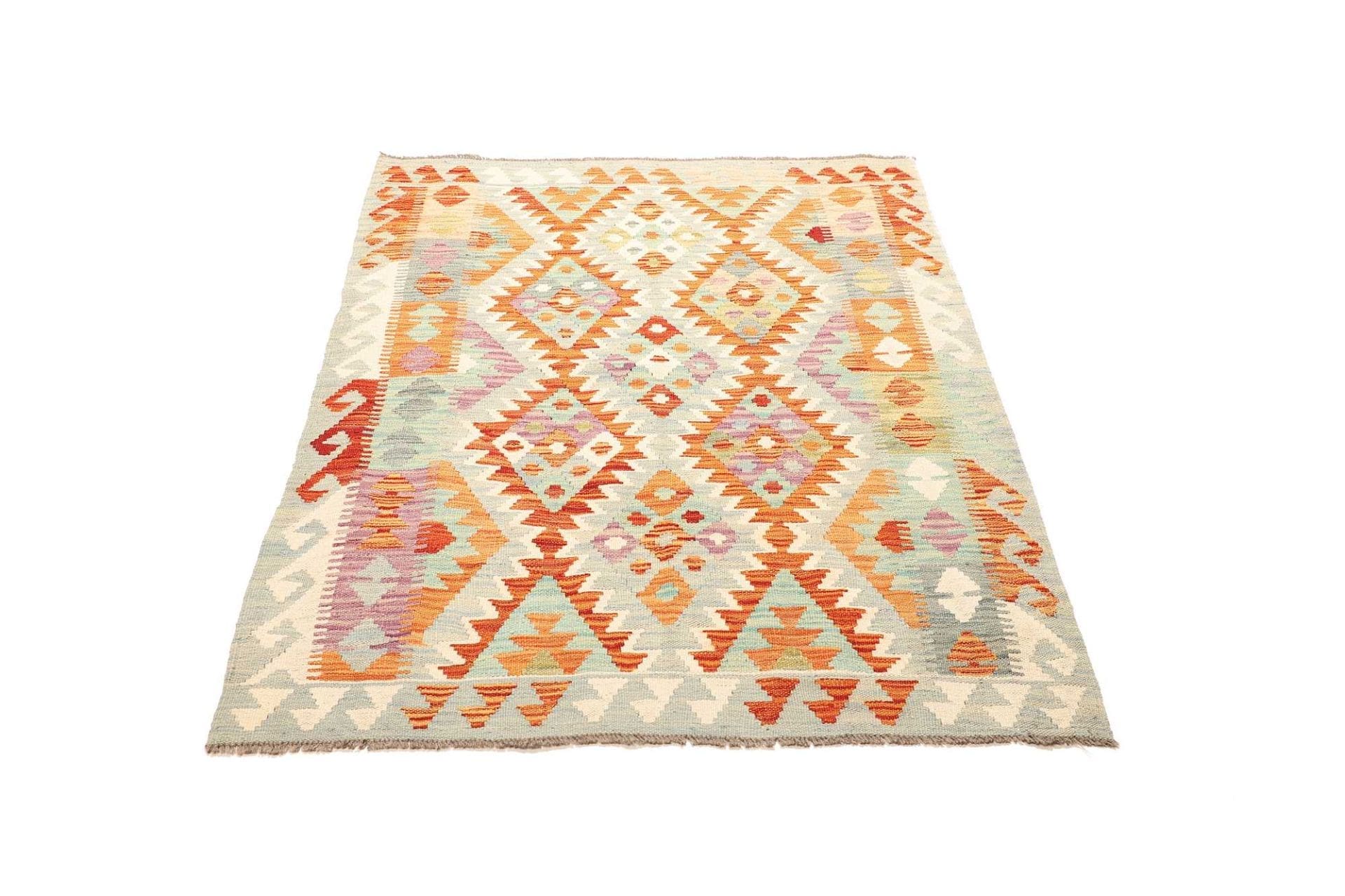 Kelim Teppich 107 x 143cm aus Schurwolle, handgewebt, rustikal