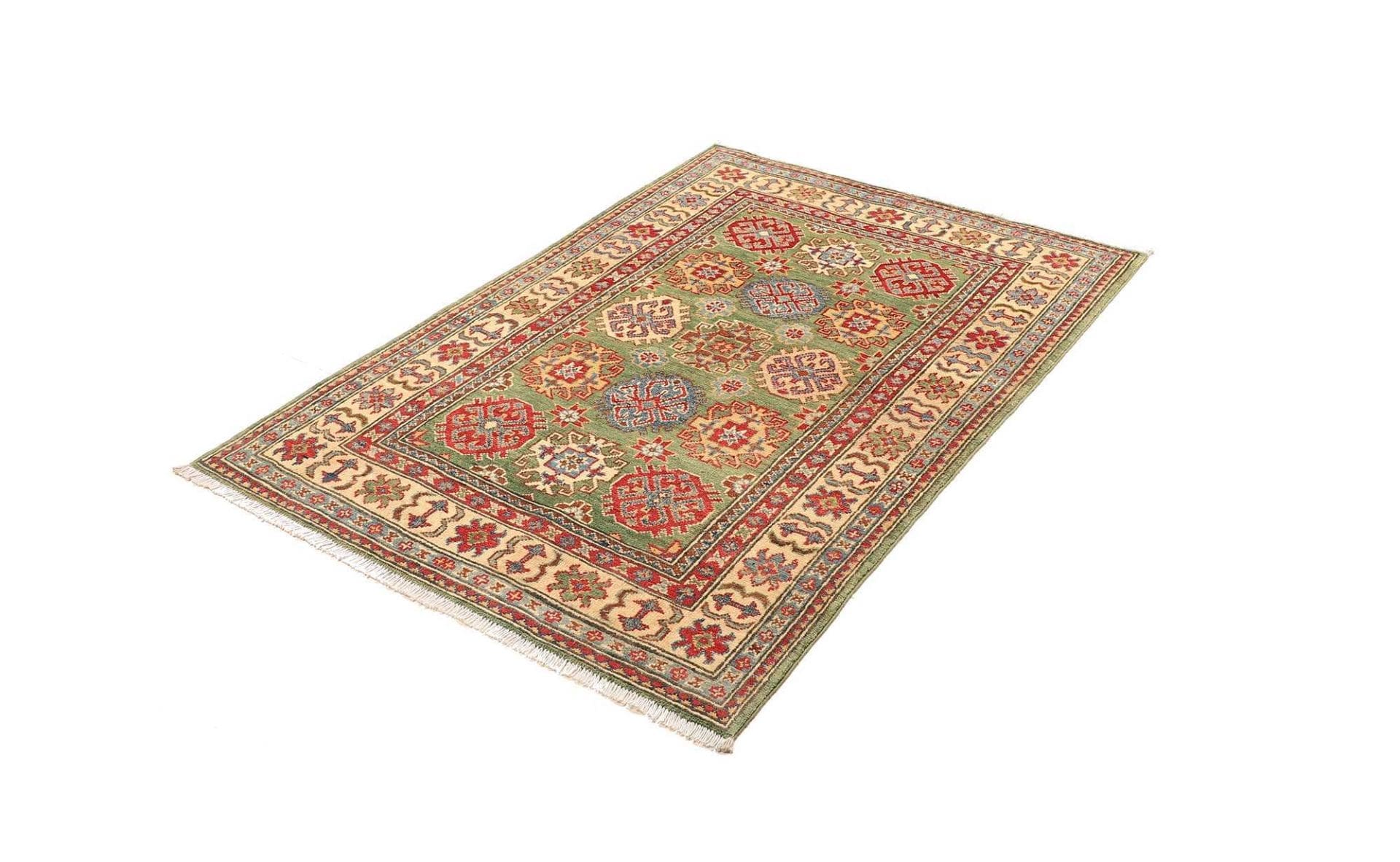 Kazak Teppich 104 x 147 cm, geometrisches Muster, handgeknüpft