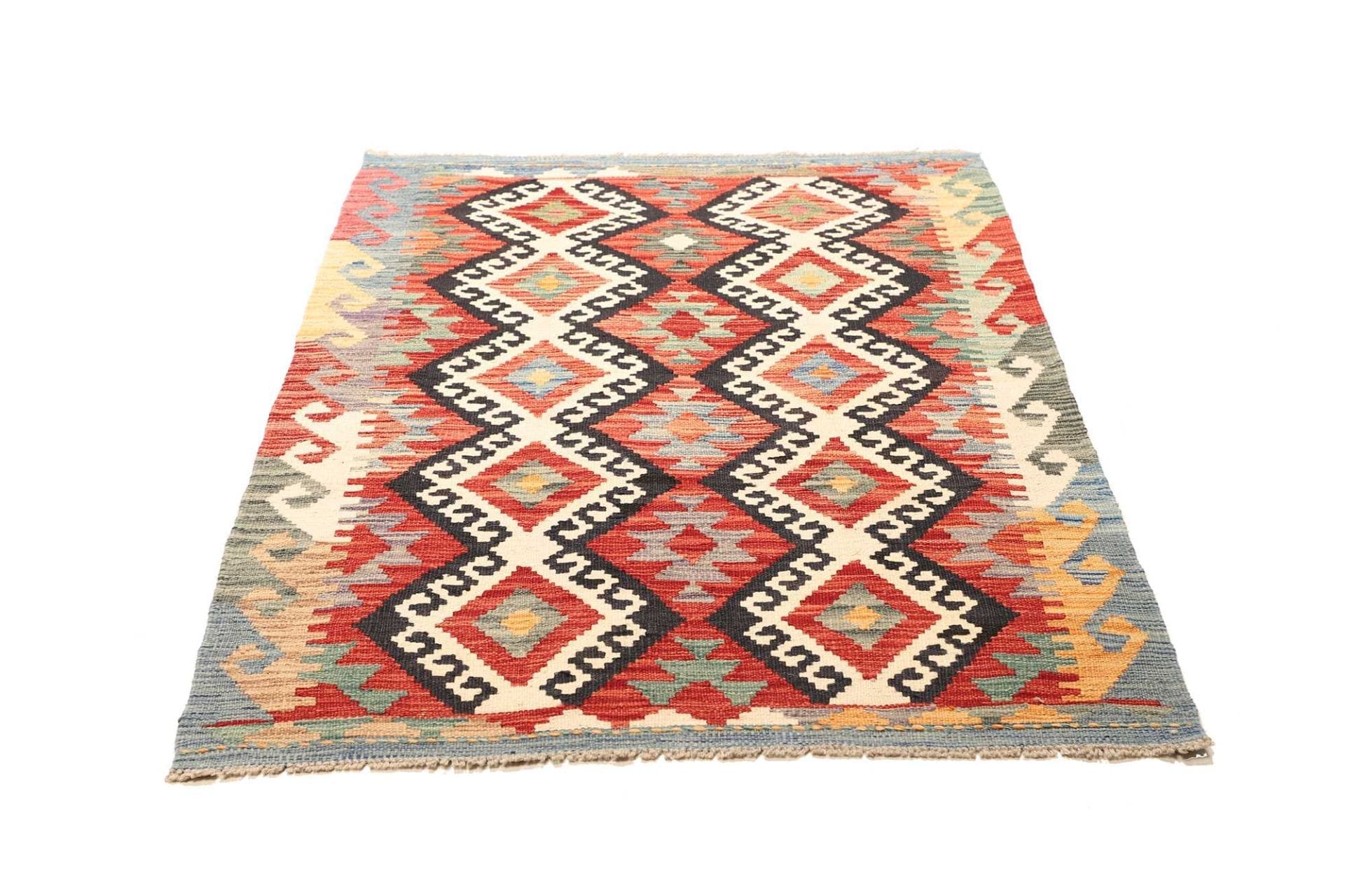 Kelim Teppich 105 x 151cm aus Schurwolle, handgewebt, rustikal