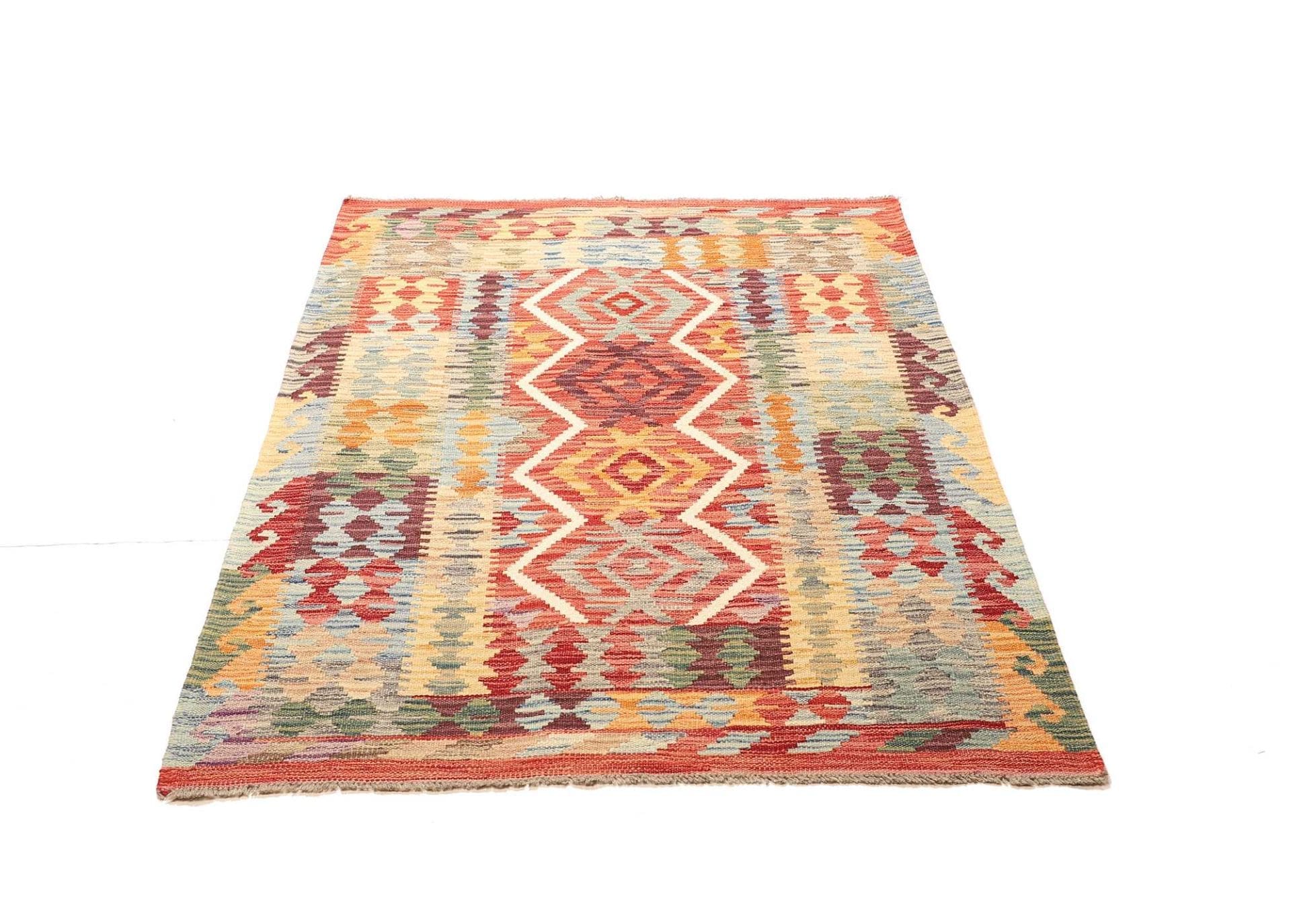 Orient-Kelim 107 x 153 cm, Schurwolle, handgewebt, rustikales Flair