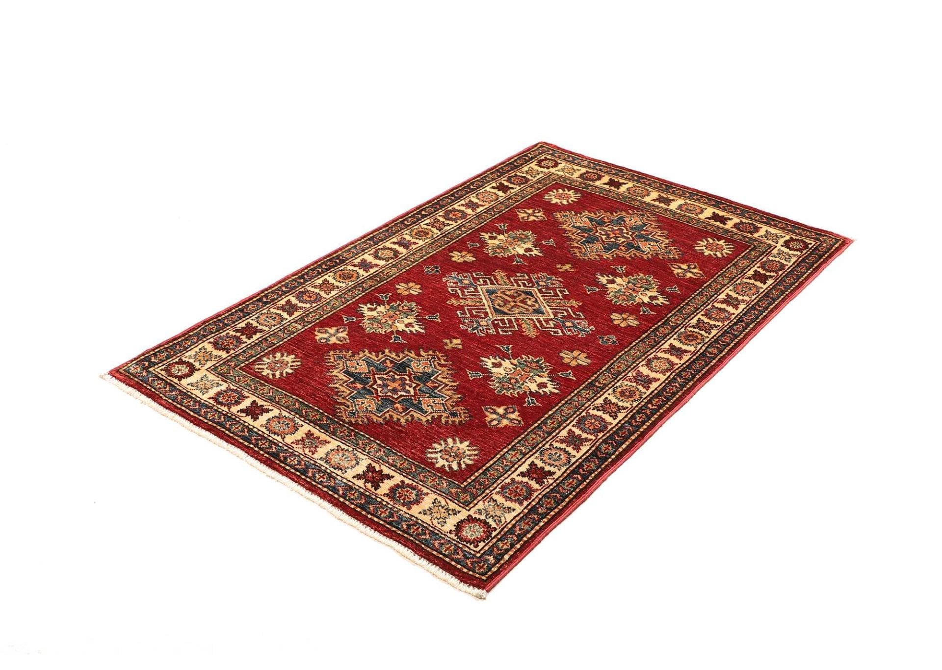 Kazak Orientteppich 101 x 143cm, geometrisch, Schurwolle, handgeknüpft