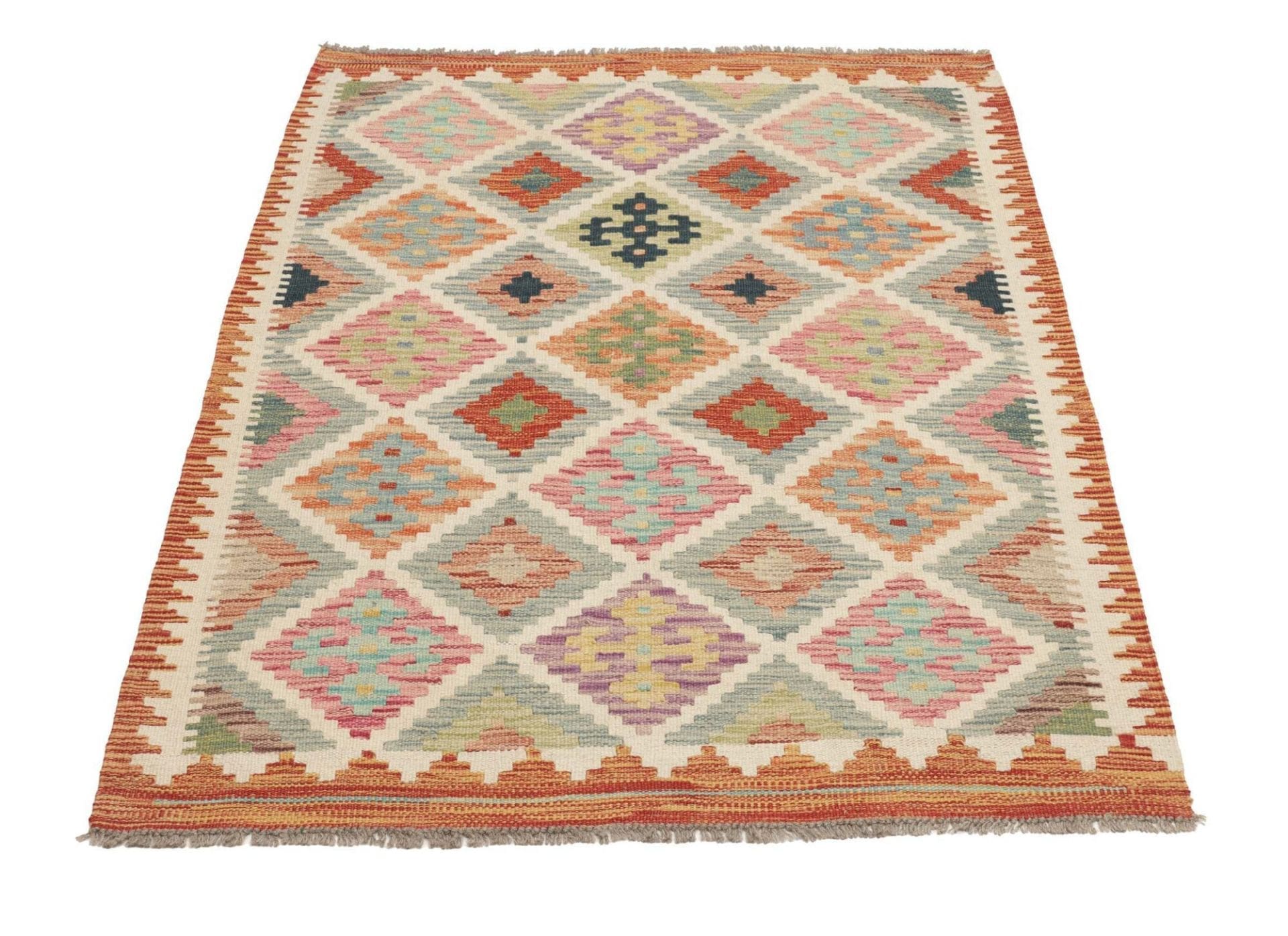 Handgewebter Kelim Teppich 105 x 147 cm aus Schurwolle, Orientteppich