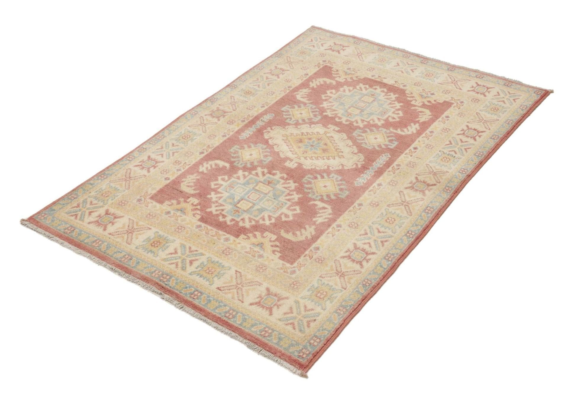 Kazak Orientteppich 101 x 148cm, geometrisches Muster, handgeknüpft