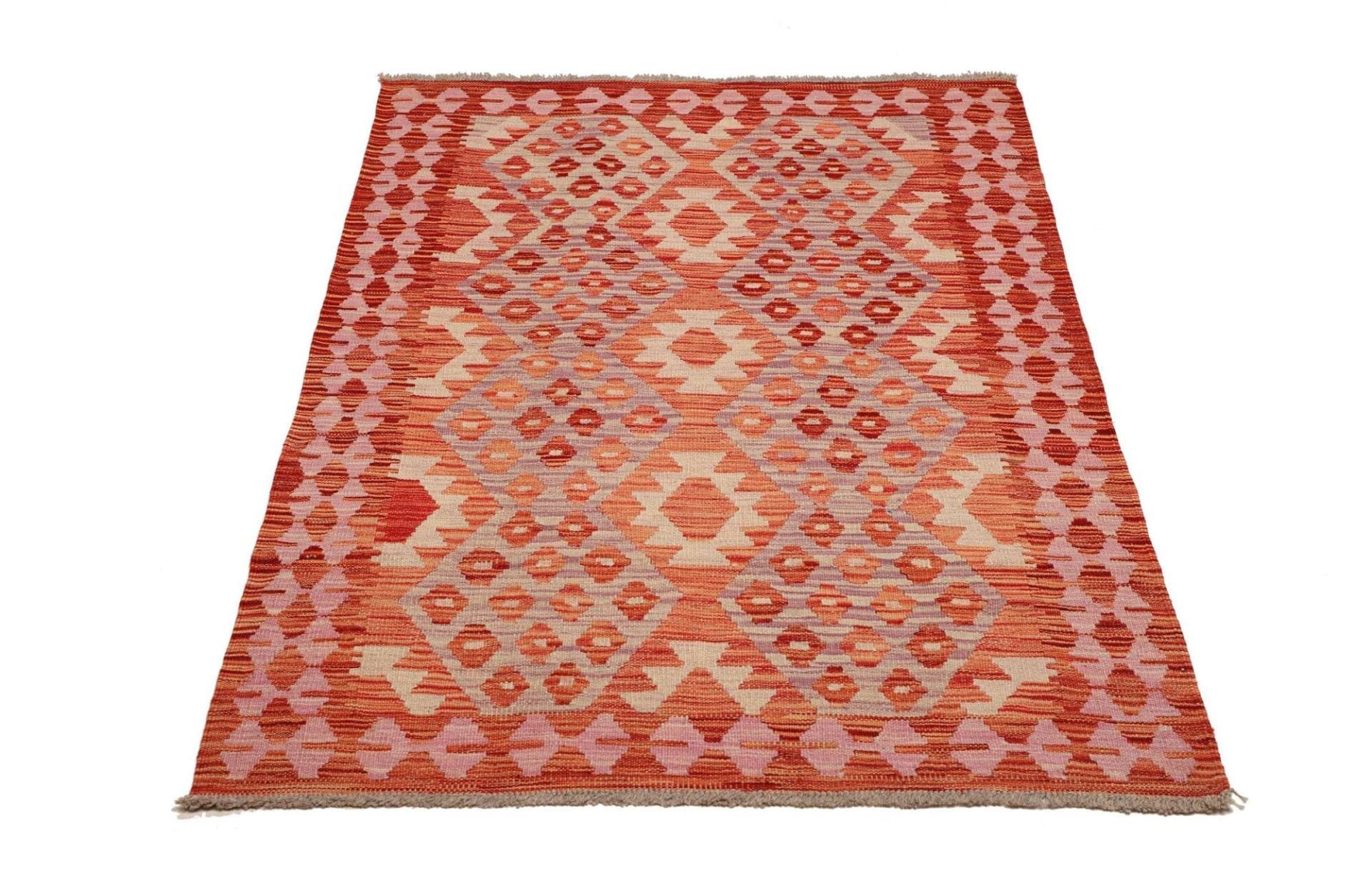 Kelim Teppich 106 x 154 cm aus Schurwolle, handgewebt mit rustikalem Flair