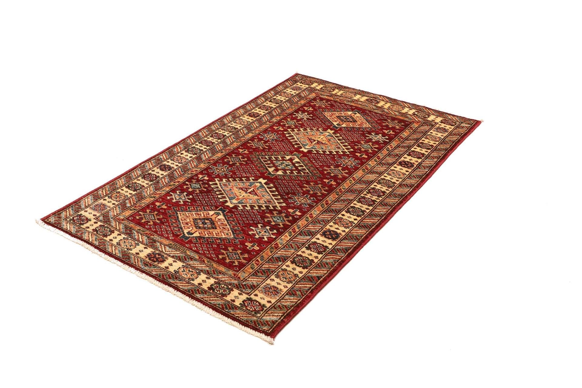 Kazak Teppich 97 x 151 cm mit geometrischem Muster - handgeknüpft