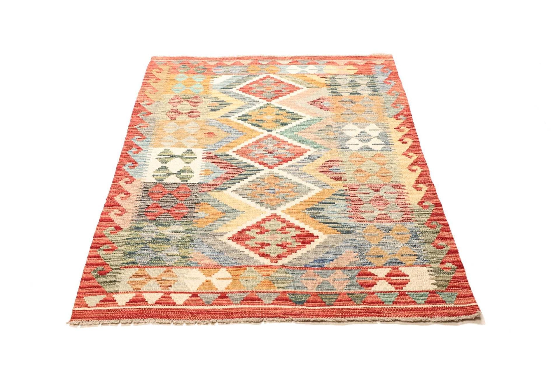 Kelim Teppich 103 x 147cm aus Schurwolle, handgewebt, rustikal