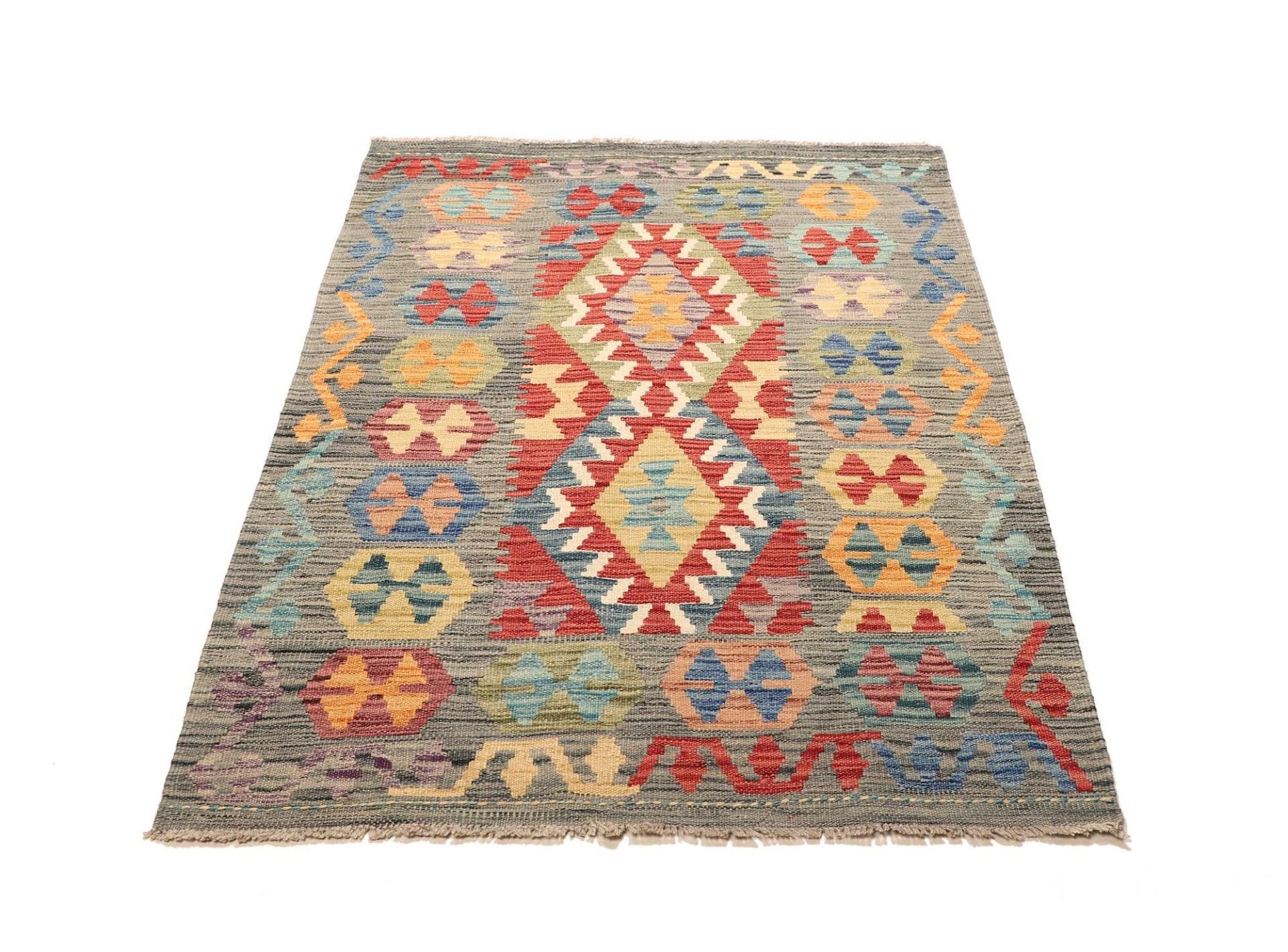 Kelim Teppich 106 x 147 cm, handgewebt, rustikales Flair, Wolle