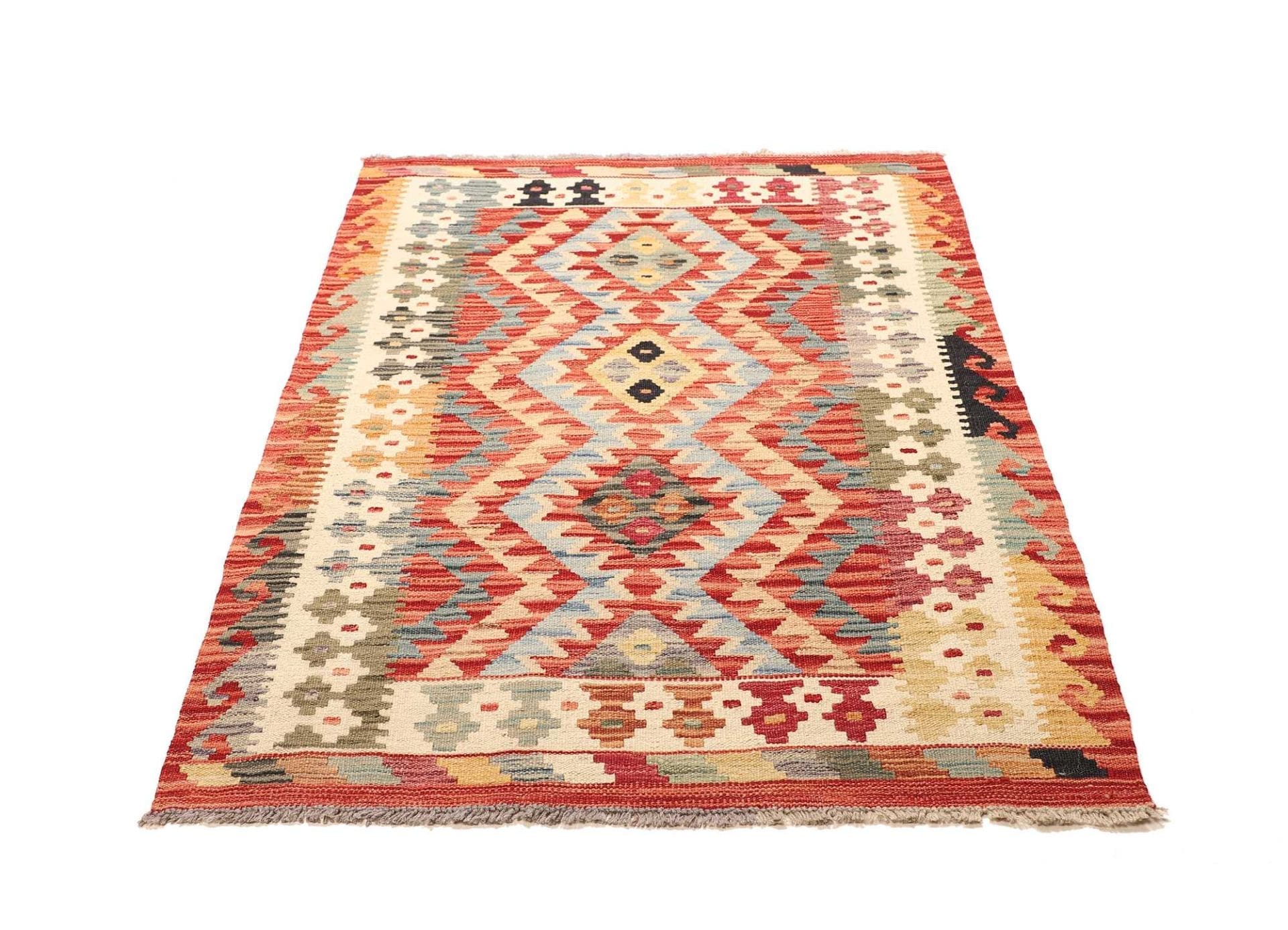 Kelim Teppich 104 x 147 cm, handgewebt, rustikales Flair, Wolle