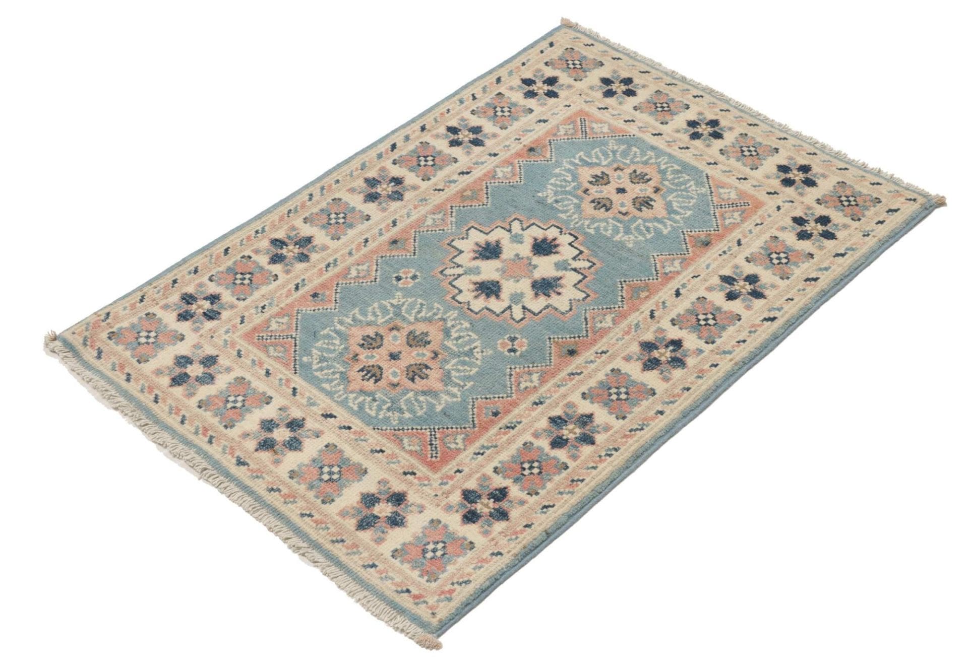 Kazak Teppich 66 x 92 cm, geometrisches Muster, handgeknüpft