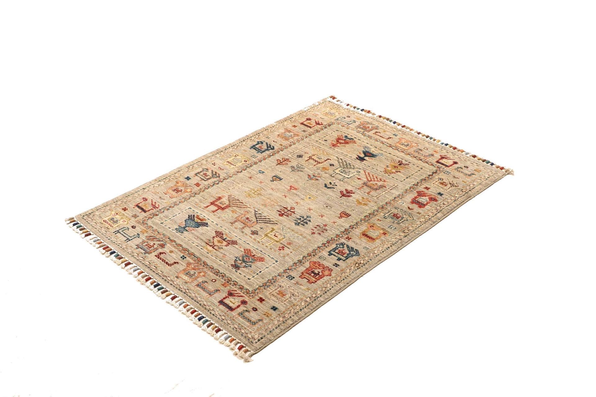 Orientteppich Samarkand 81 x 121 cm, handgeknüpft, Wolle, bunt