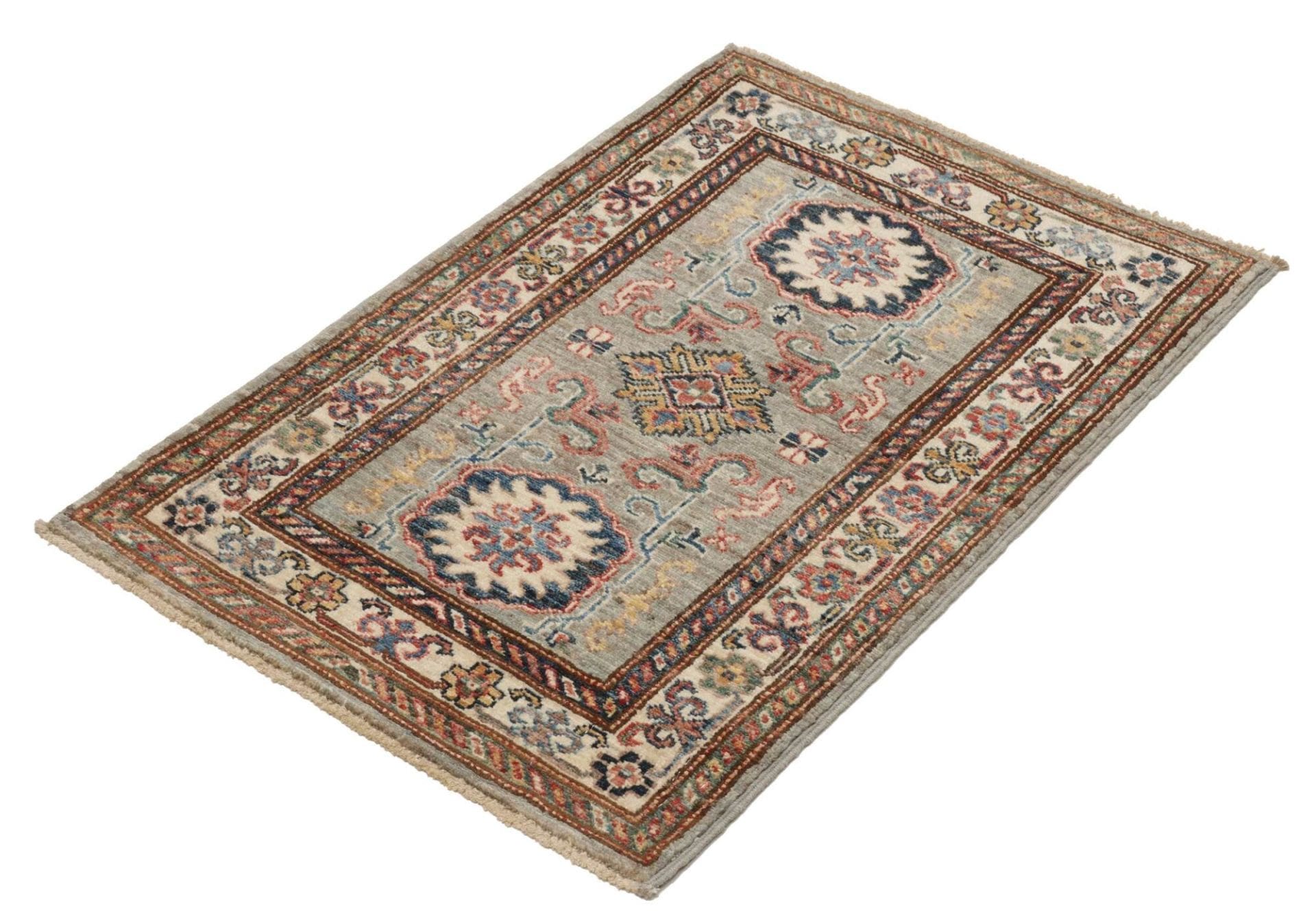 Kazak Orientteppich 65 x 88 cm, handgeknüpft, Wolle, geometrisch
