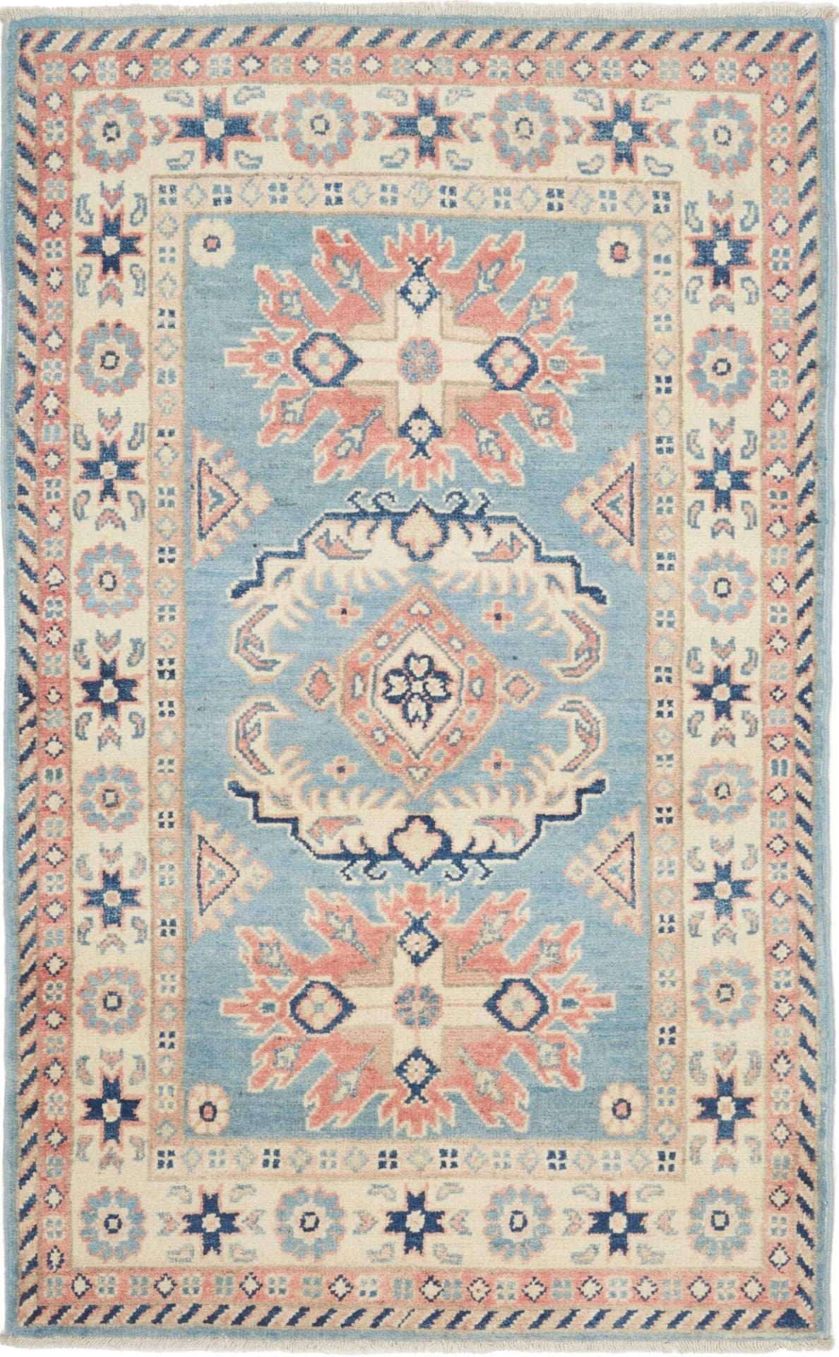 Kazak Teppich 82 x 130cm, geometrisches Muster, handgeknüpft