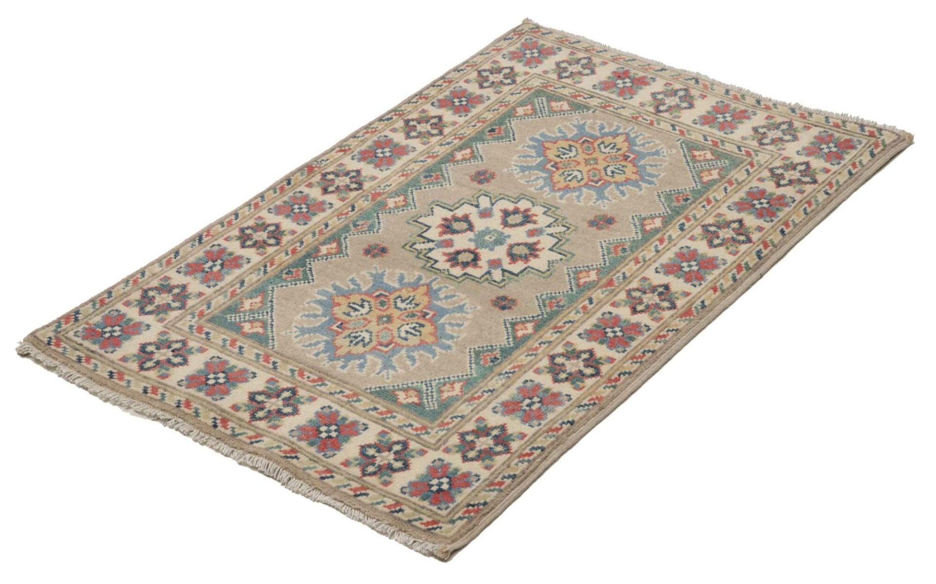 Kazak Teppich 65 x 95 cm – Handgeknüpft, Schurwolle, Geometrisches Muster